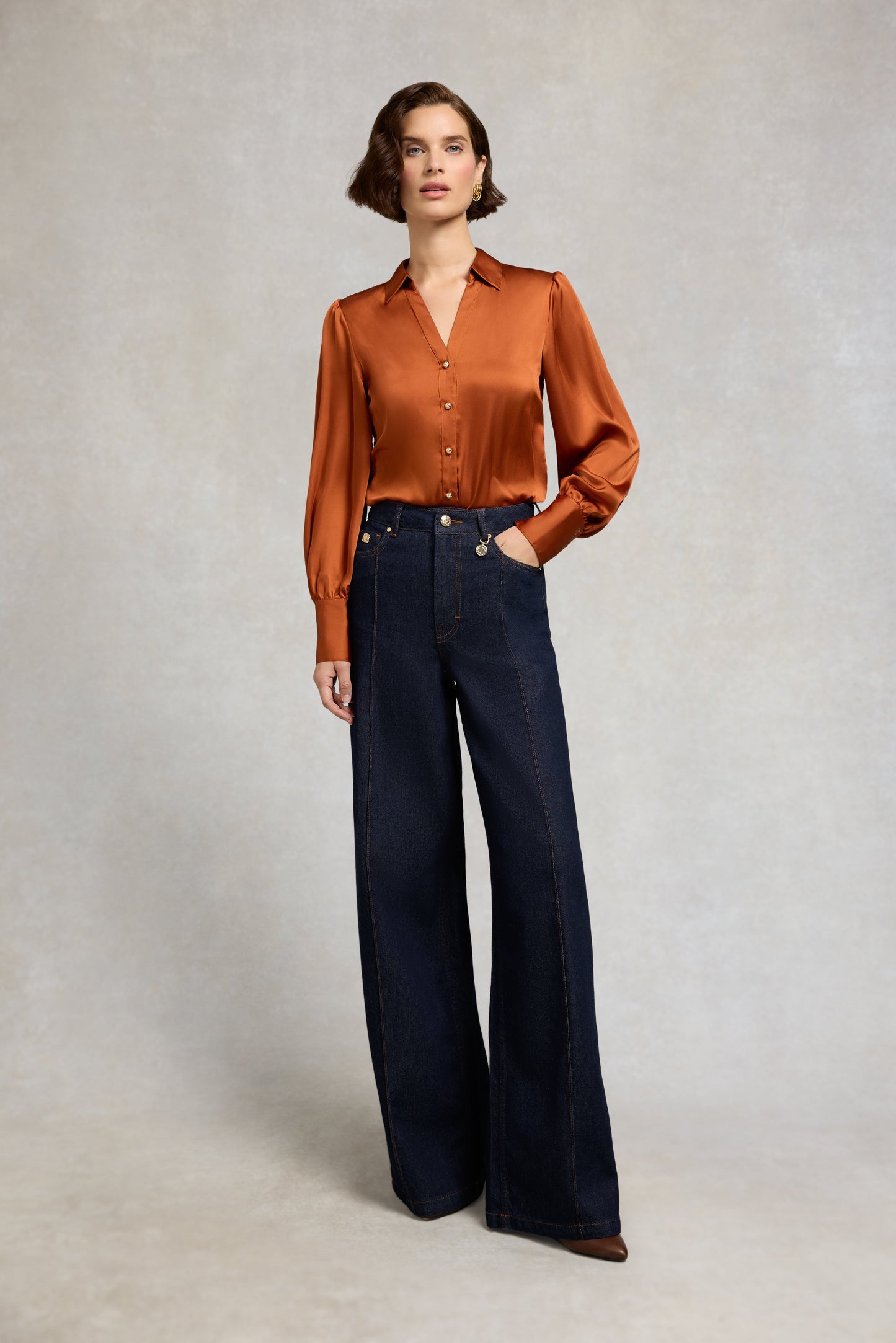 Annie V-Neck Shirt (Copper)