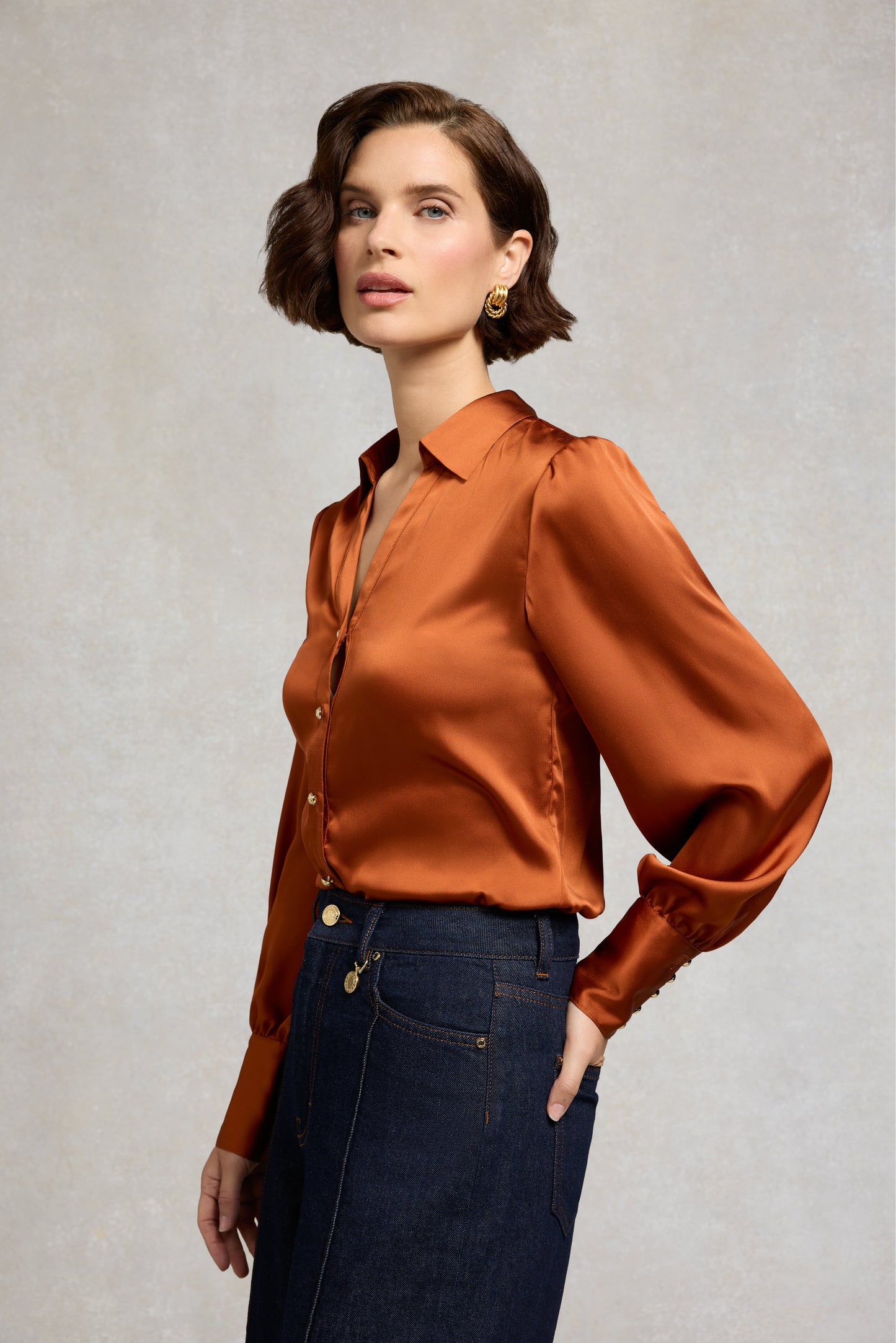 Annie V-Neck Shirt (Copper)