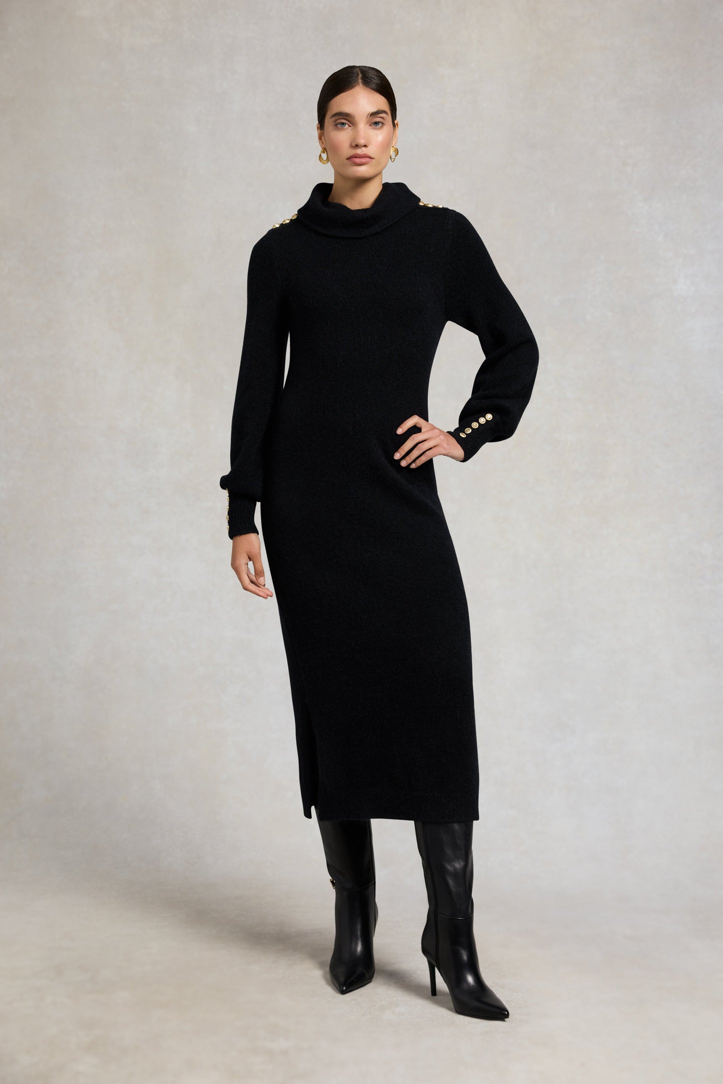 Berkeley Roll Neck Dress (Black)
