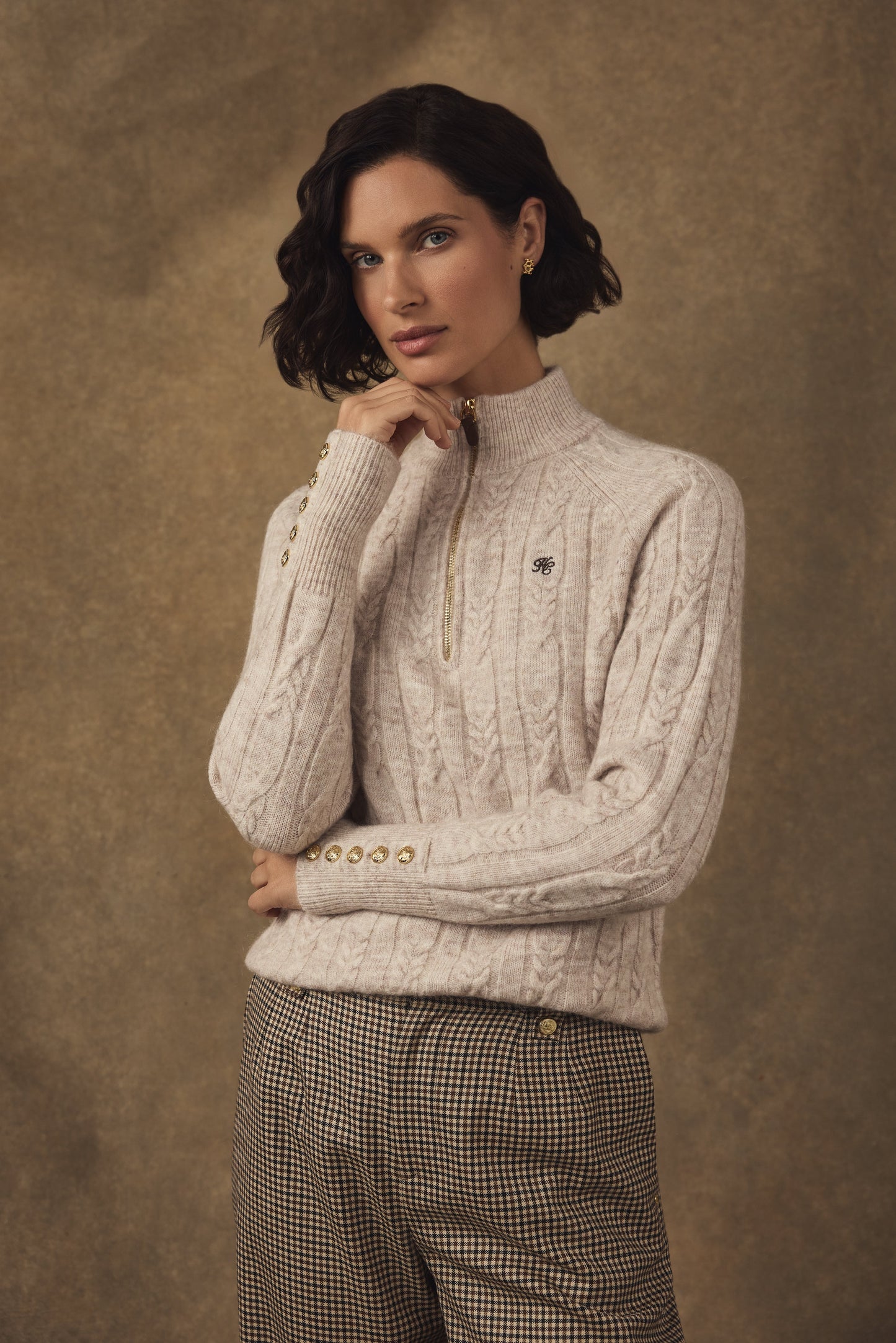 Bridget Quarter Zip Knit (Barley)