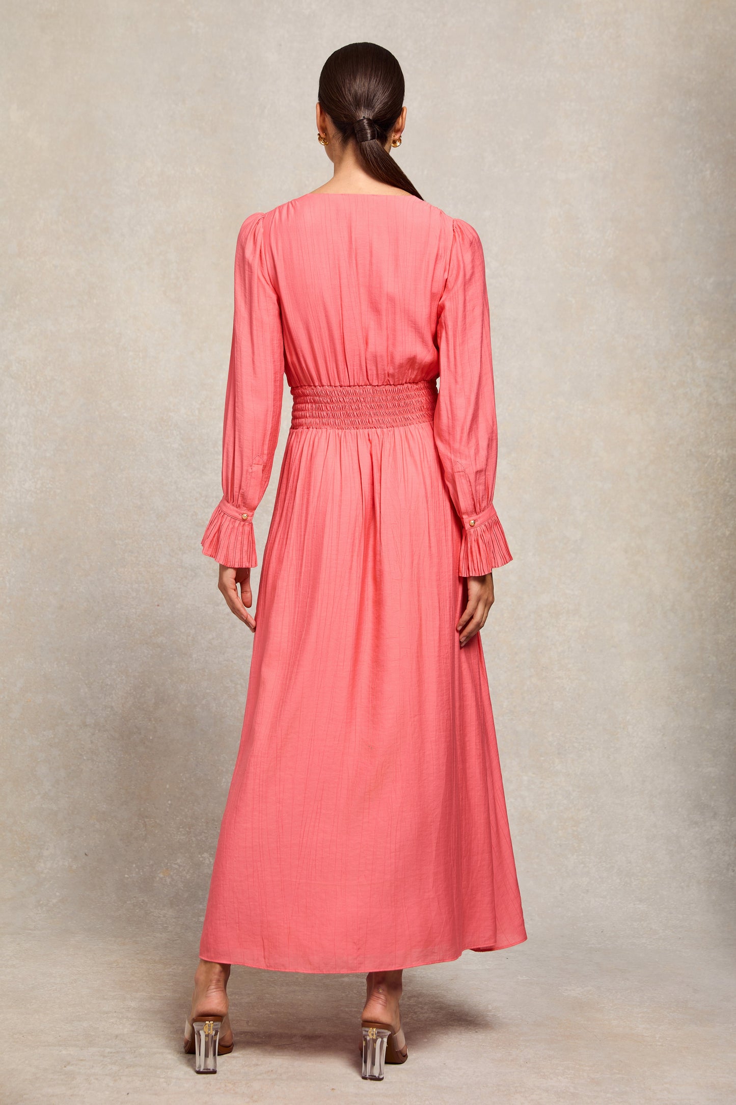 Phoebe V-Neck Maxi Dress (Coral)
