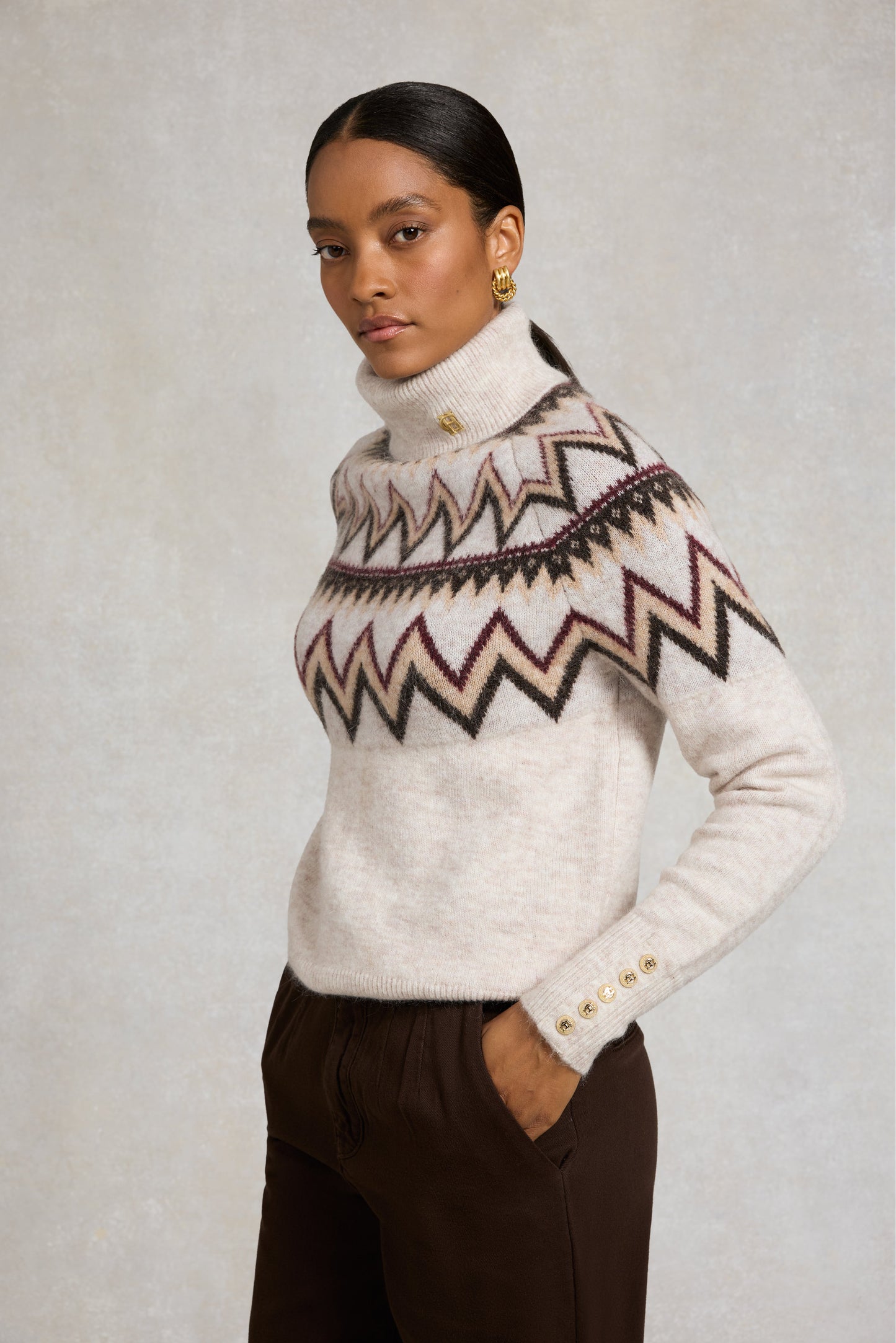 Alice Roll Neck Knit (Barley)