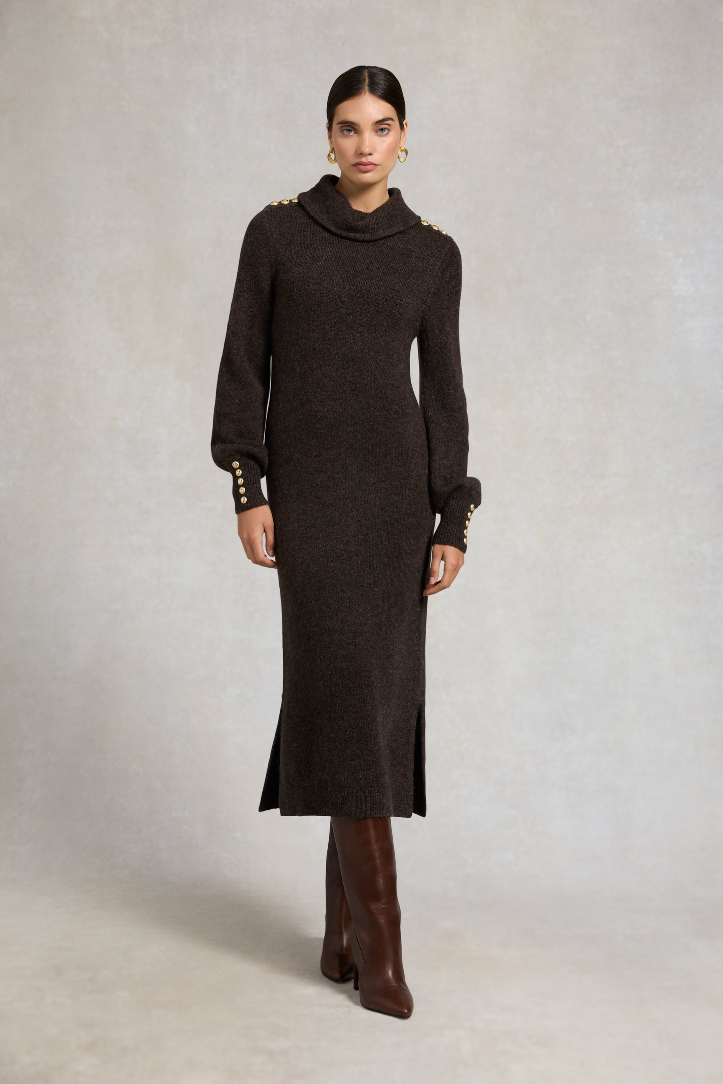 Berkeley Roll Neck Dress (Chocolate)