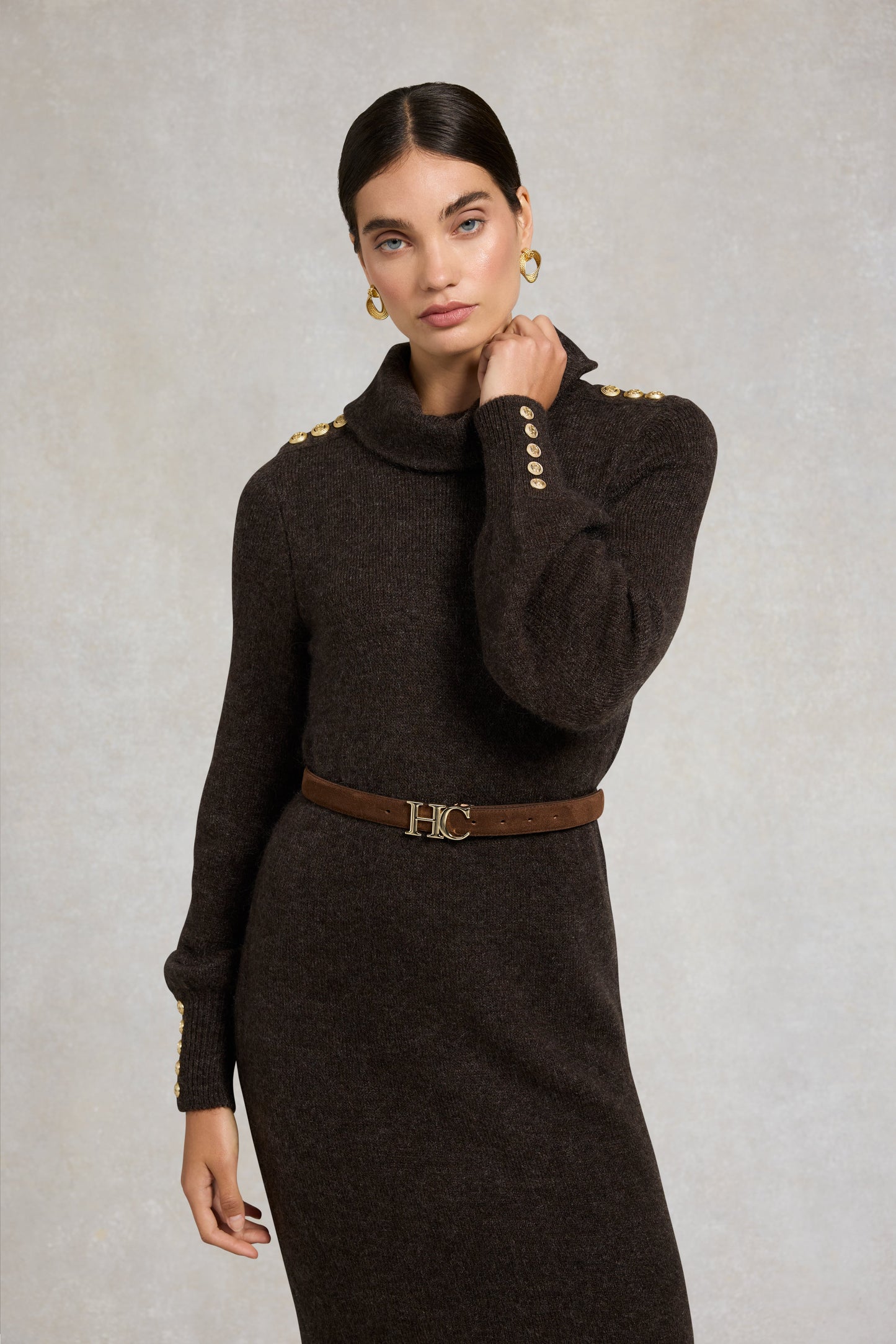 Berkeley Roll Neck Dress (Chocolate)