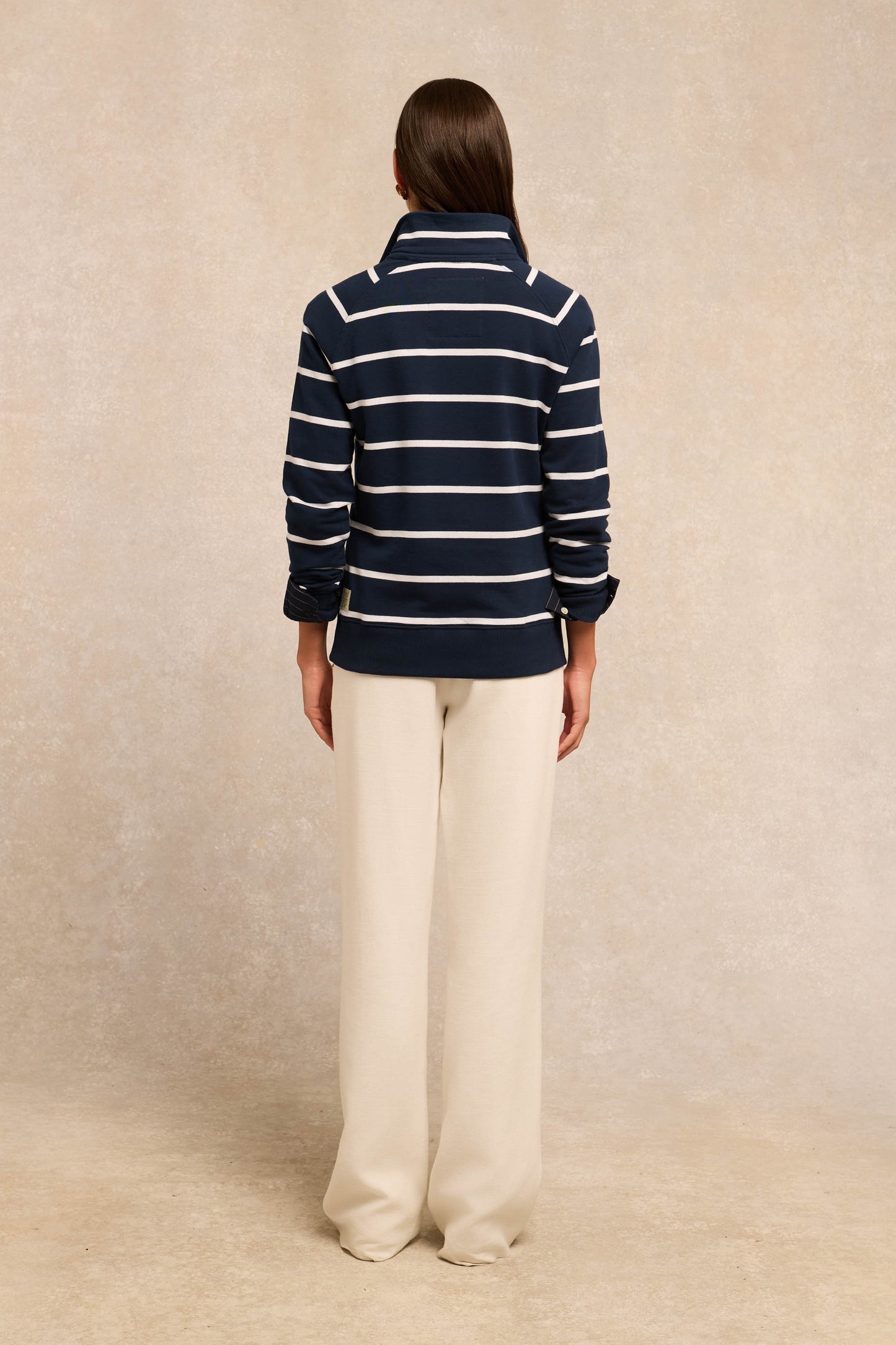 Kingham Quarter Zip Neck Sweat (Ink Navy Stripe)