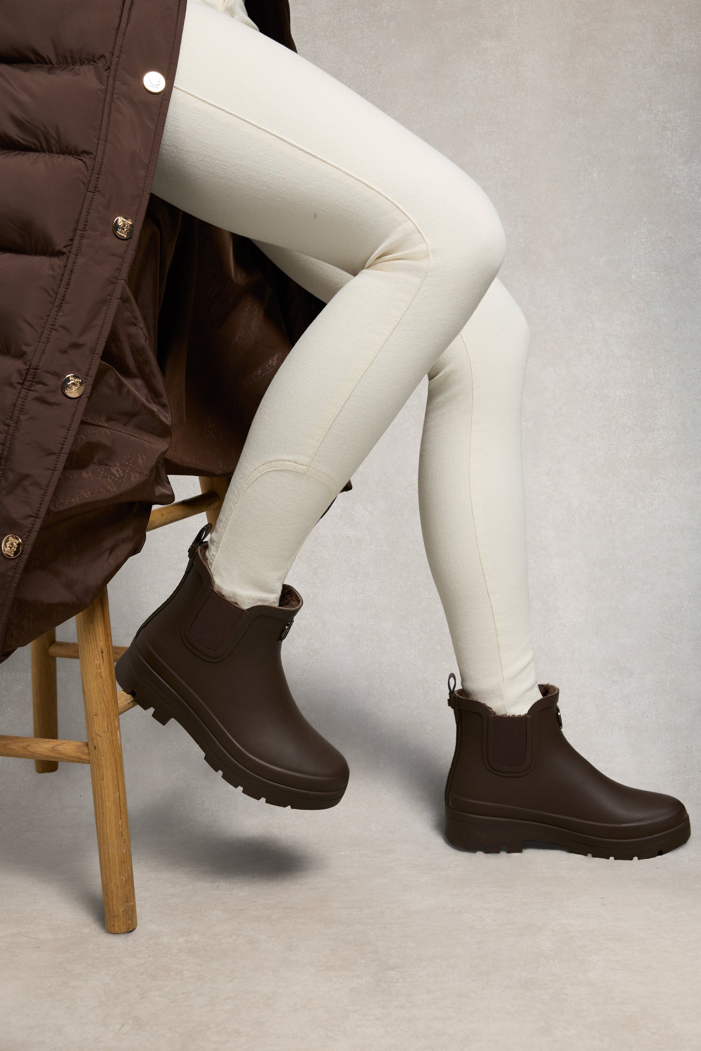 Sherpa Lined Chunky Chelsea Wellington (Chocolate)