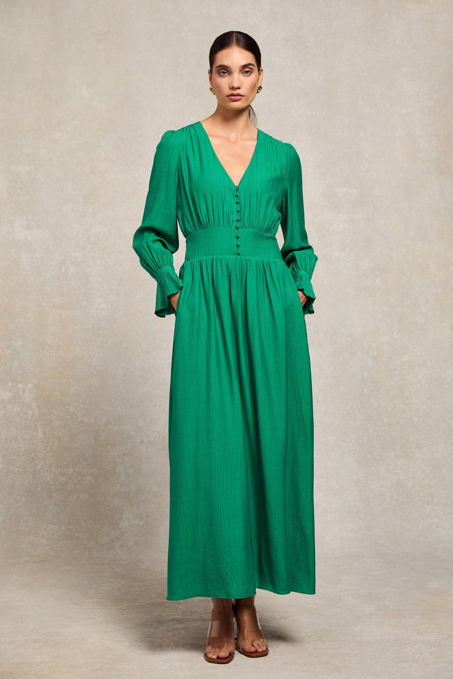 Phoebe V-Neck Maxi Dress (Jewel Green)