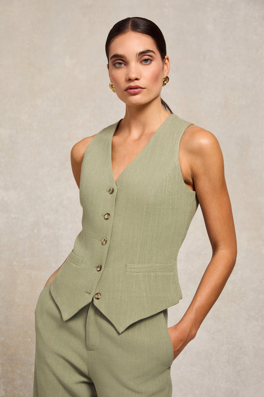 Hampton Waistcoat (Sage Linen)