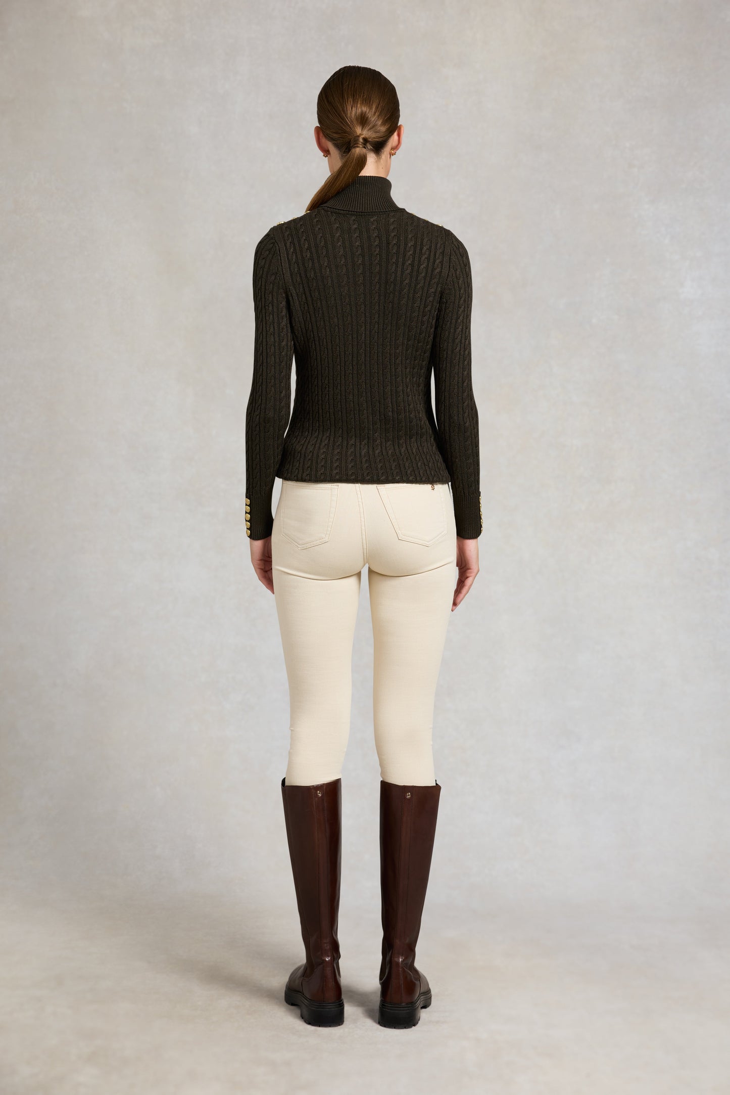 Seattle Roll Neck Cable Knit (Fern Green)