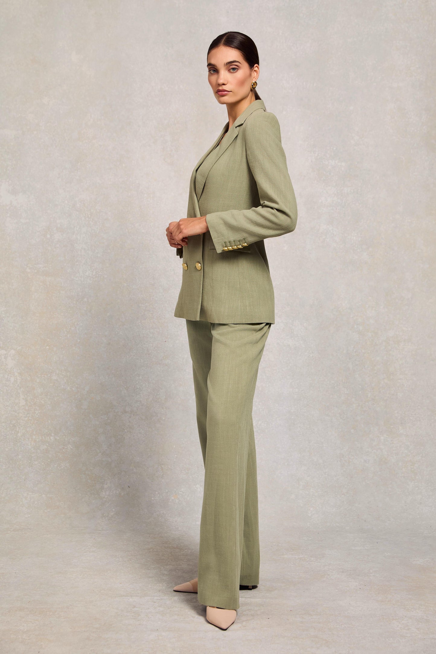 Double Breasted Blazer (Sage Linen)