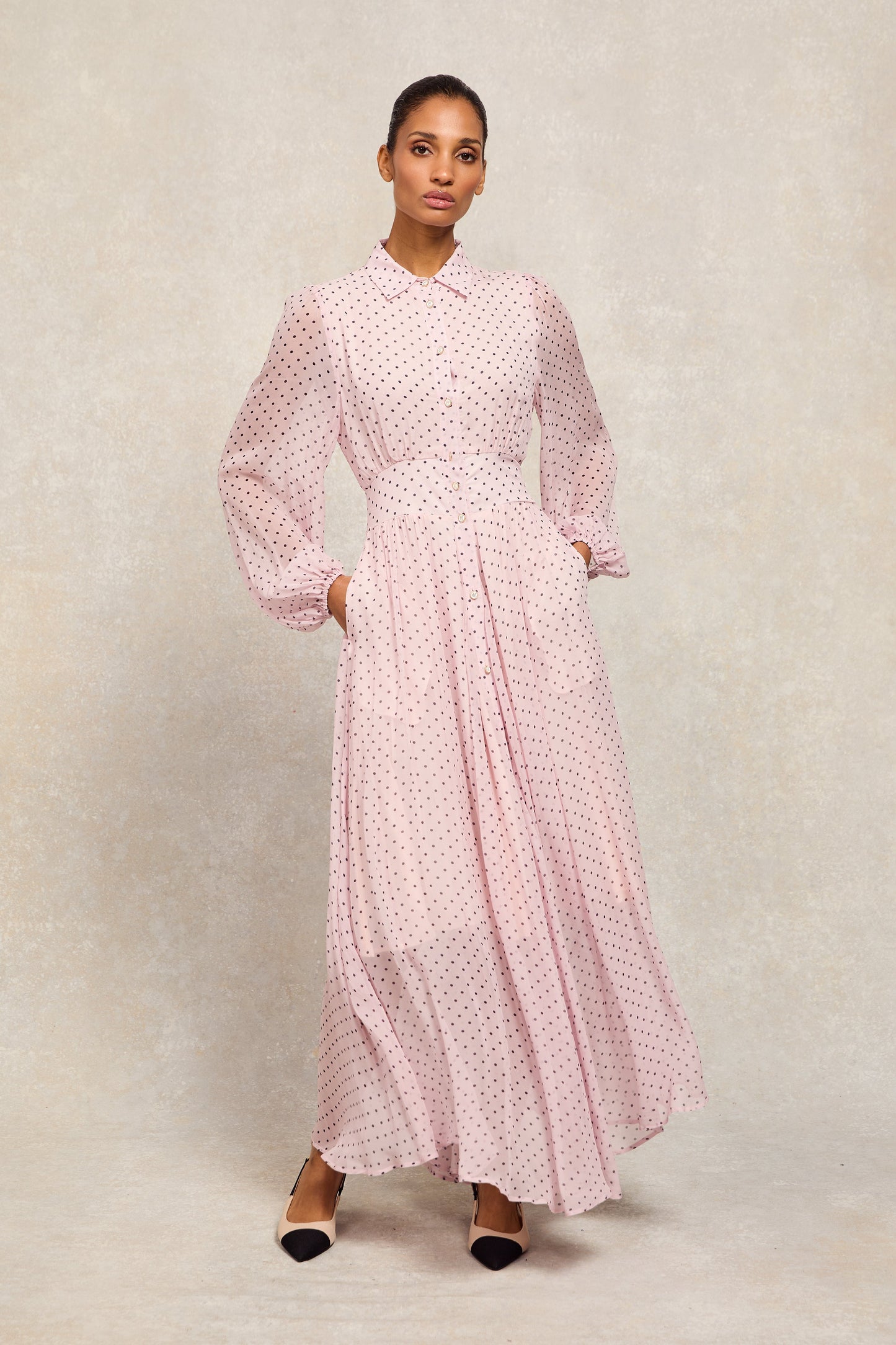 Paros Shirt Dress (Pink Polka Dot)