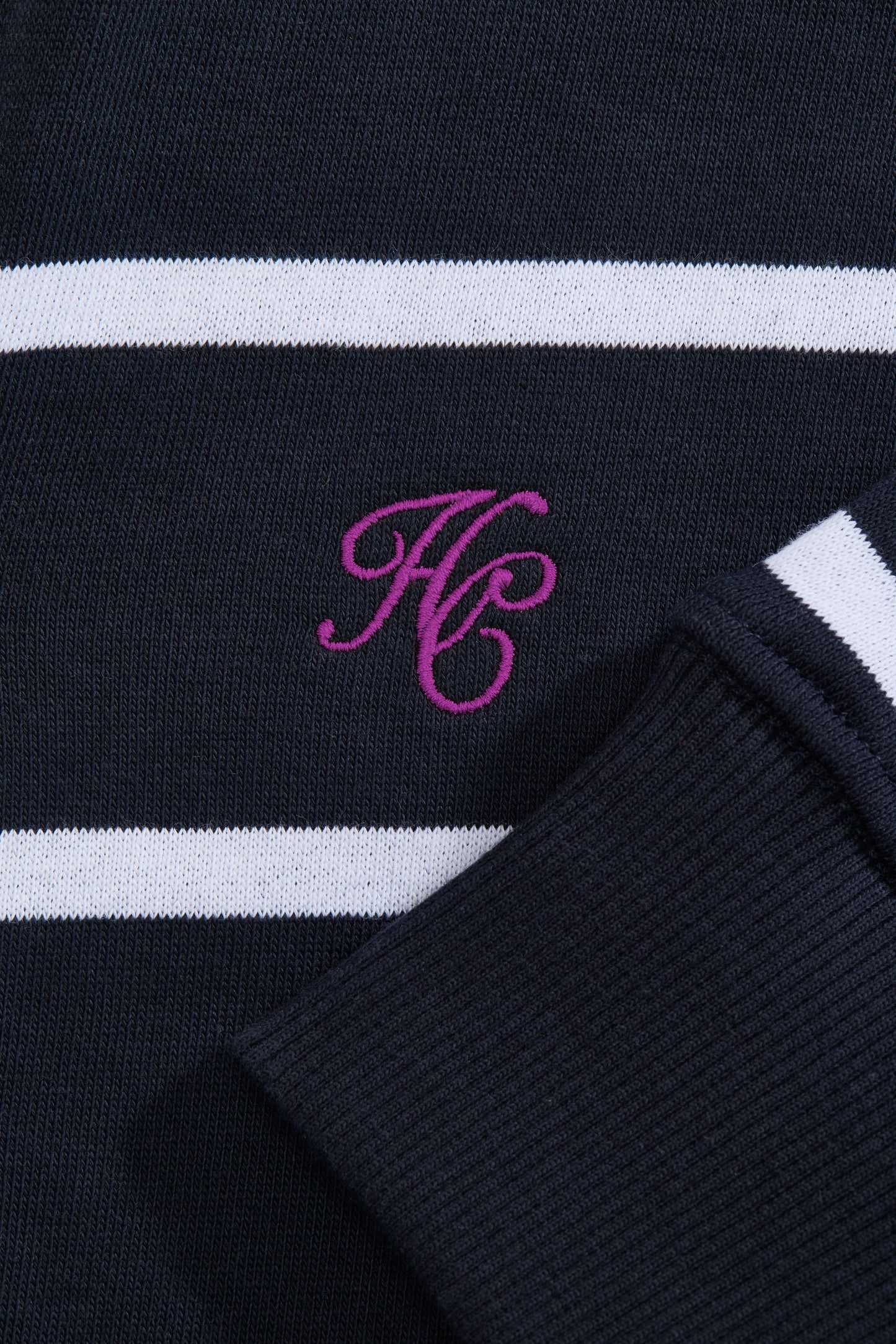 Kingham Quarter Zip Neck Sweat (Ink Navy Stripe)