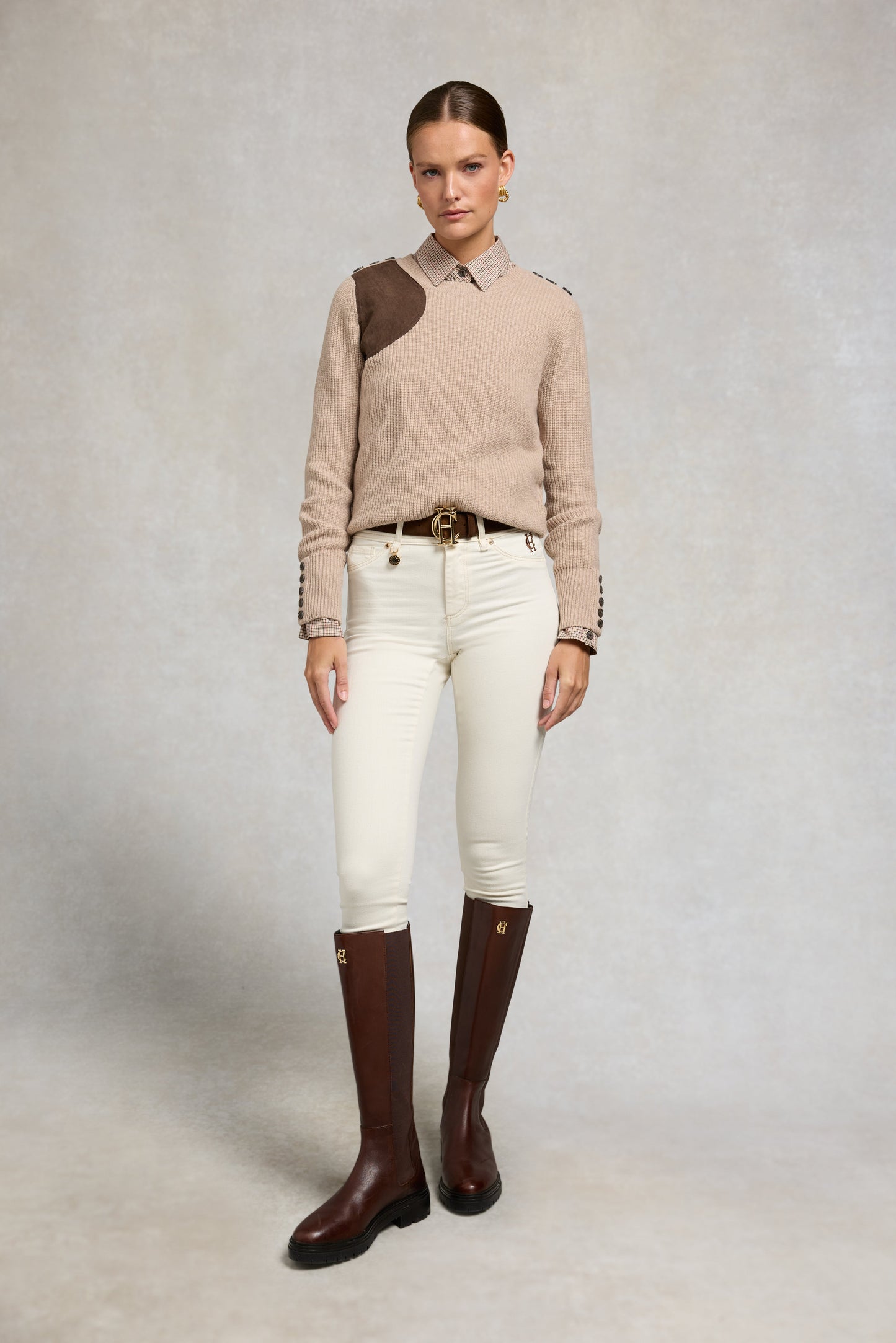 Heritage Crew Neck Knit (Latte Marl)