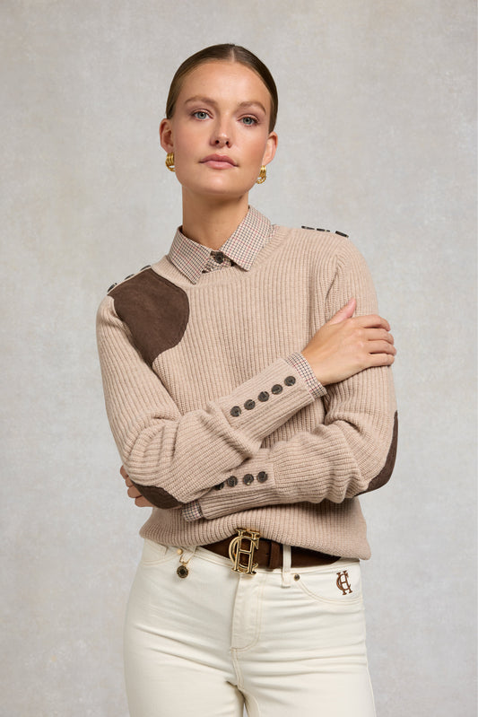 Heritage Crew Neck Knit (Latte Marl)