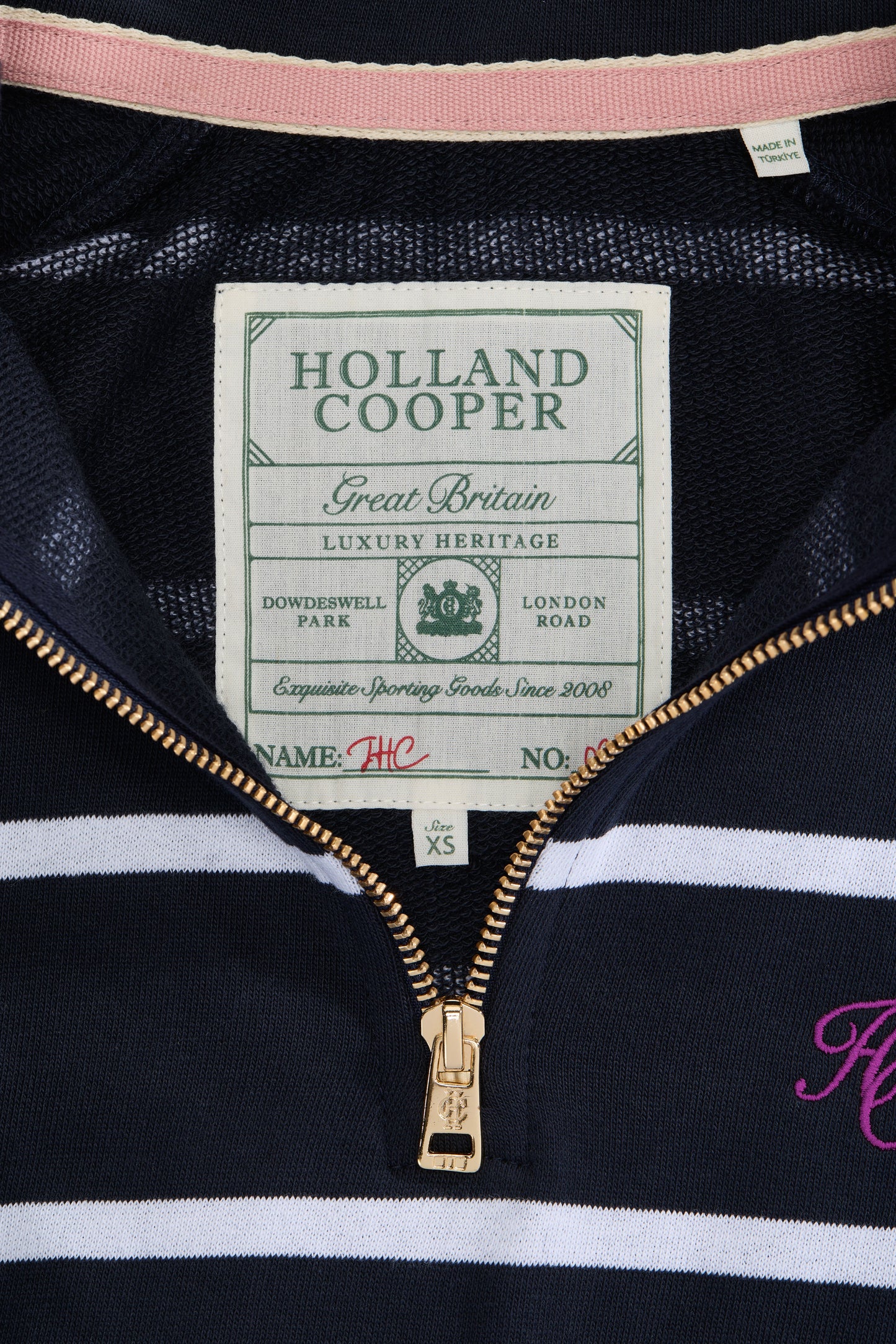 Kingham Quarter Zip Neck Sweat (Ink Navy Stripe)