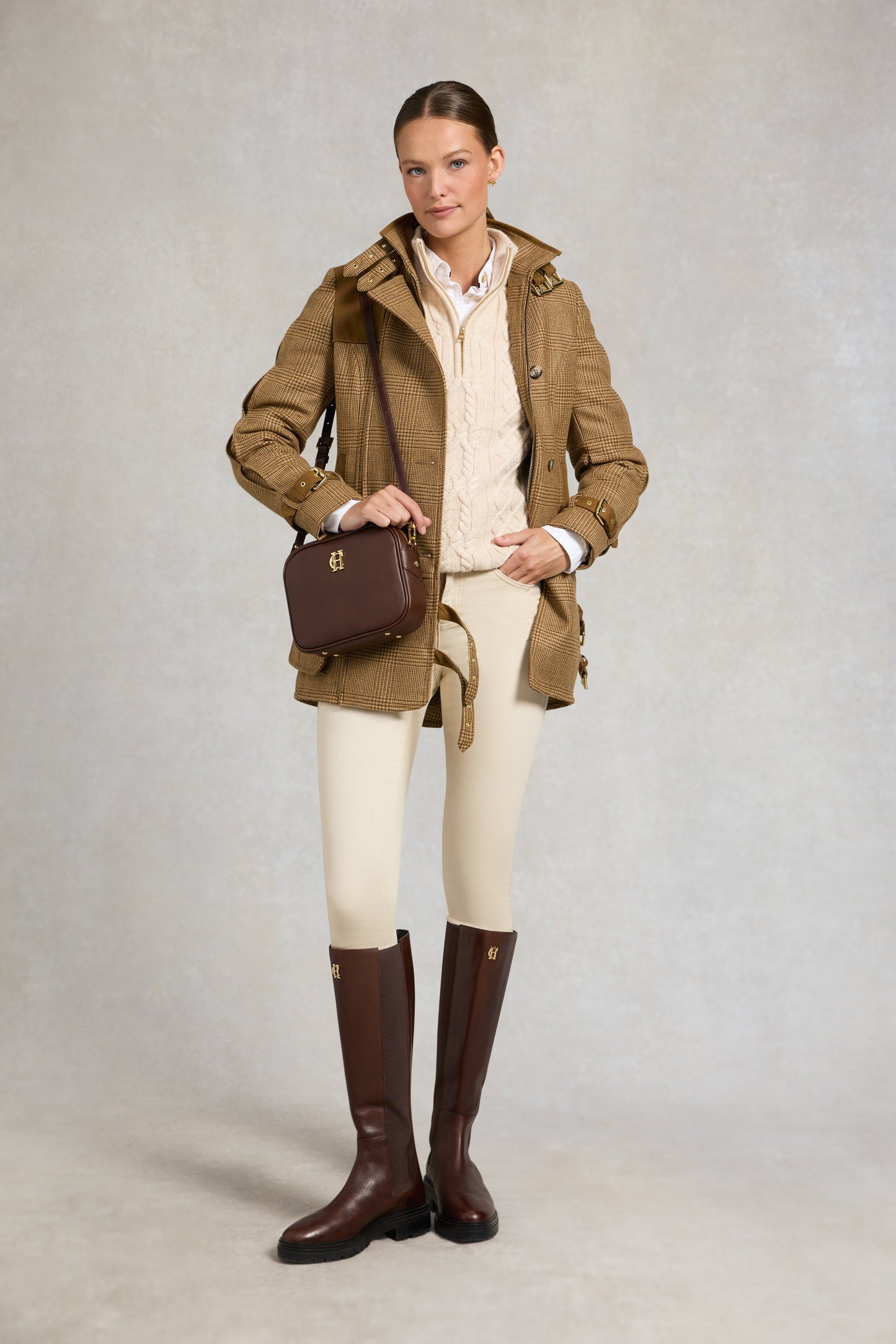 Country Cable Quarter Zip Knit (Oat)