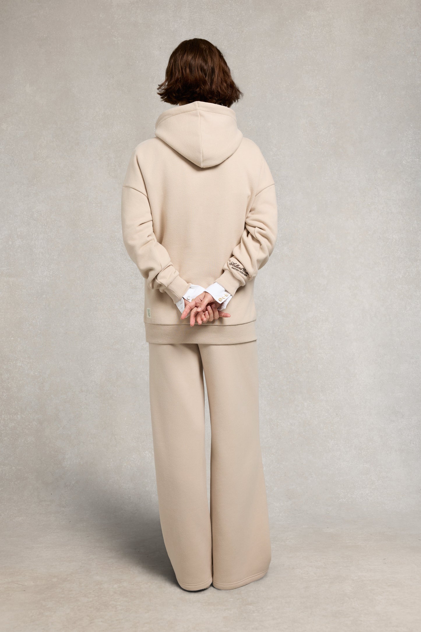 Relaxed Fit Script Hoodie (Stone)