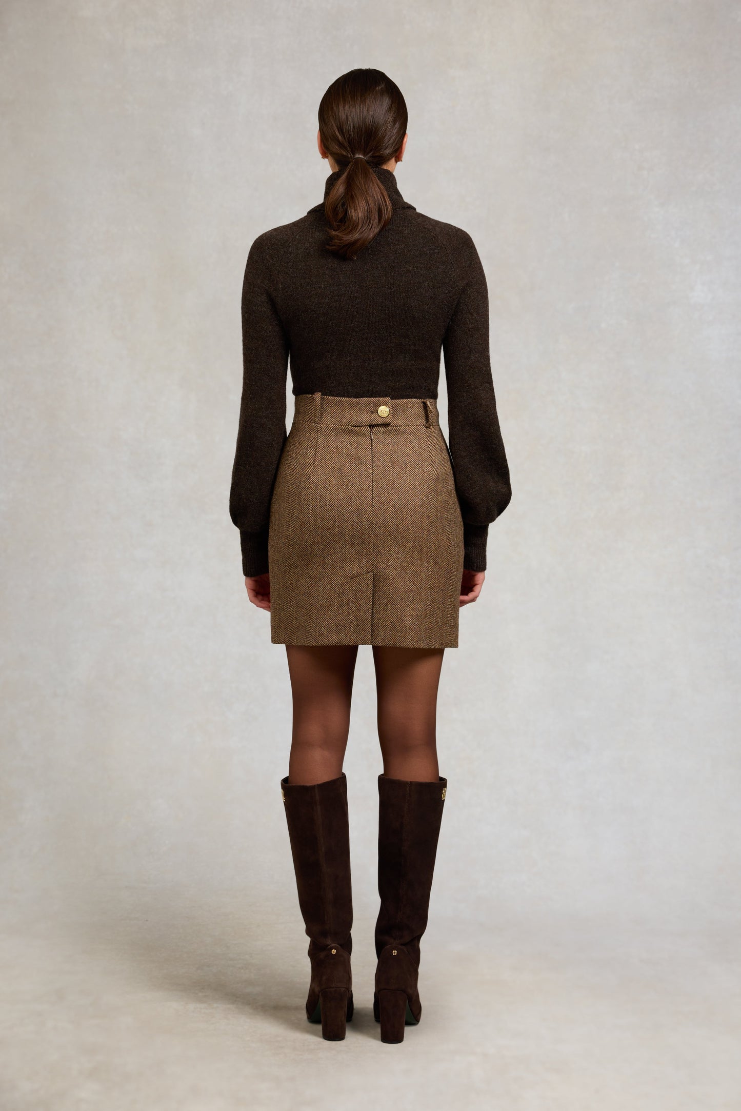 Regency Skirt (Large Scale Brown Herringbone)