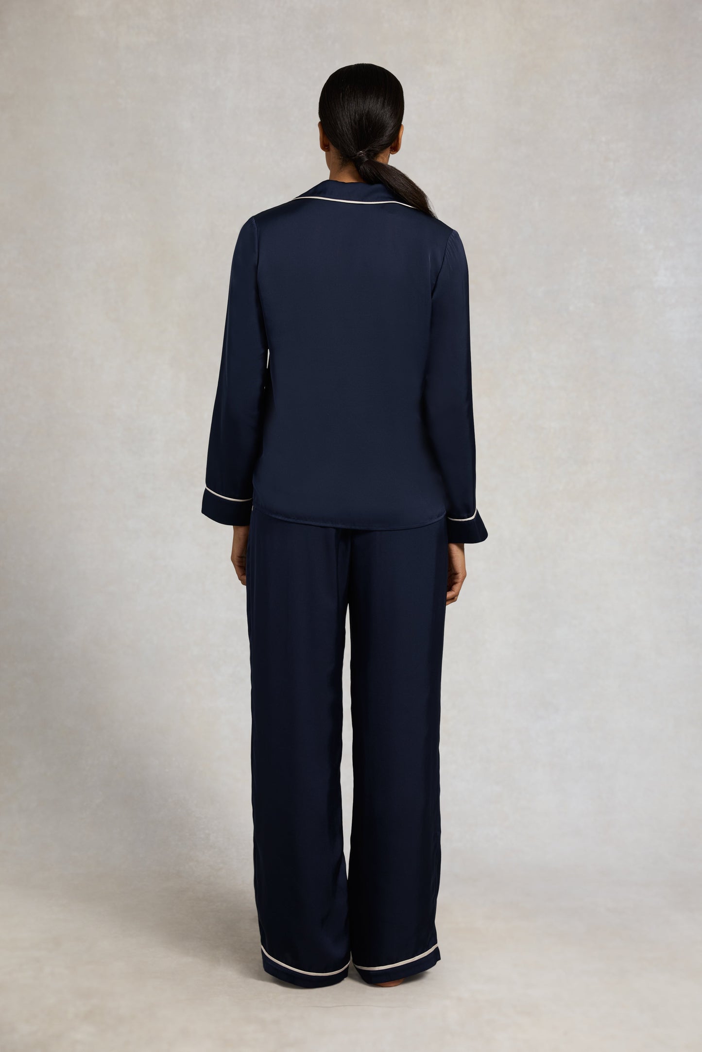 Satin Pyjama Set (Navy)