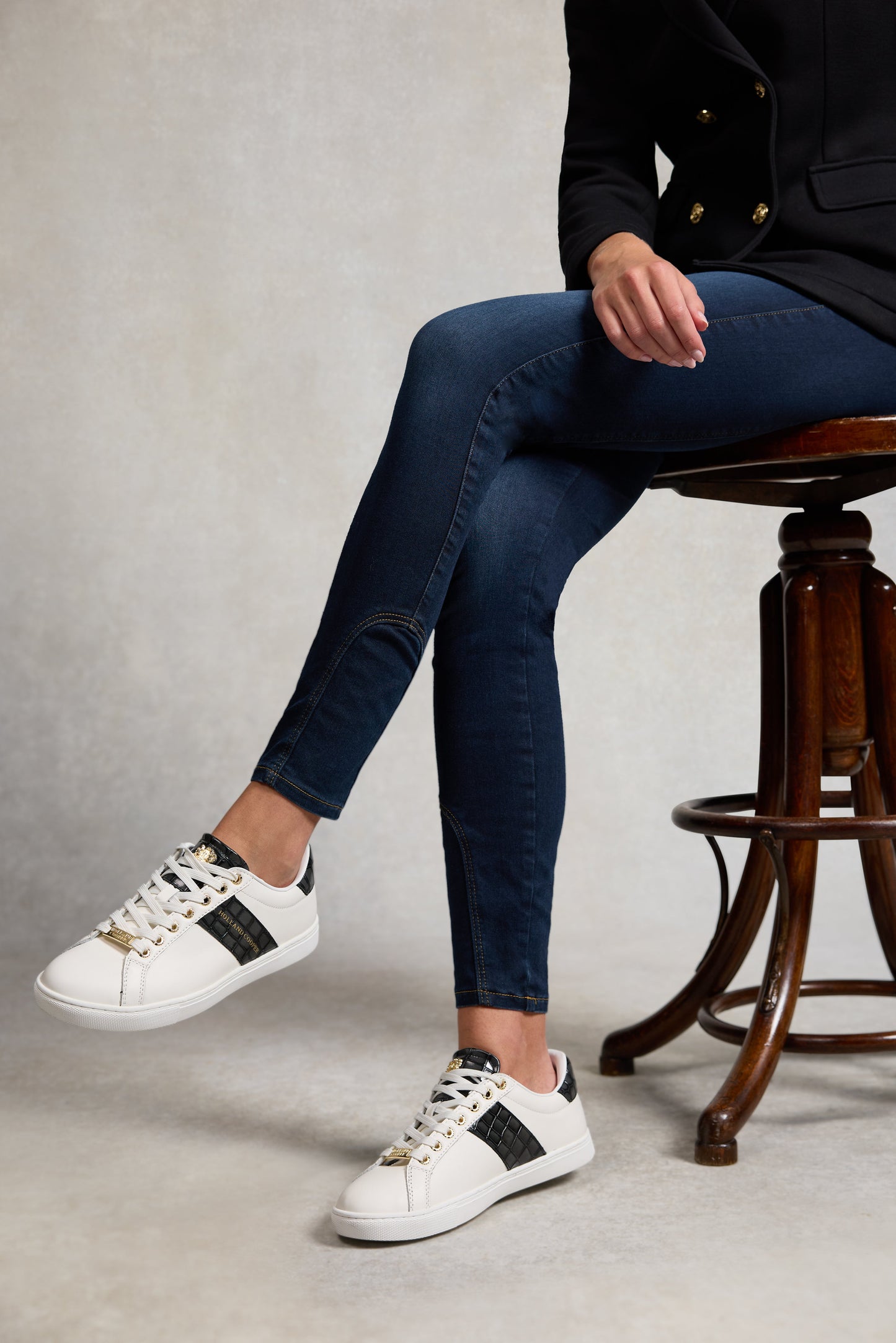 Knightsbridge Court Trainer (Black Croc)