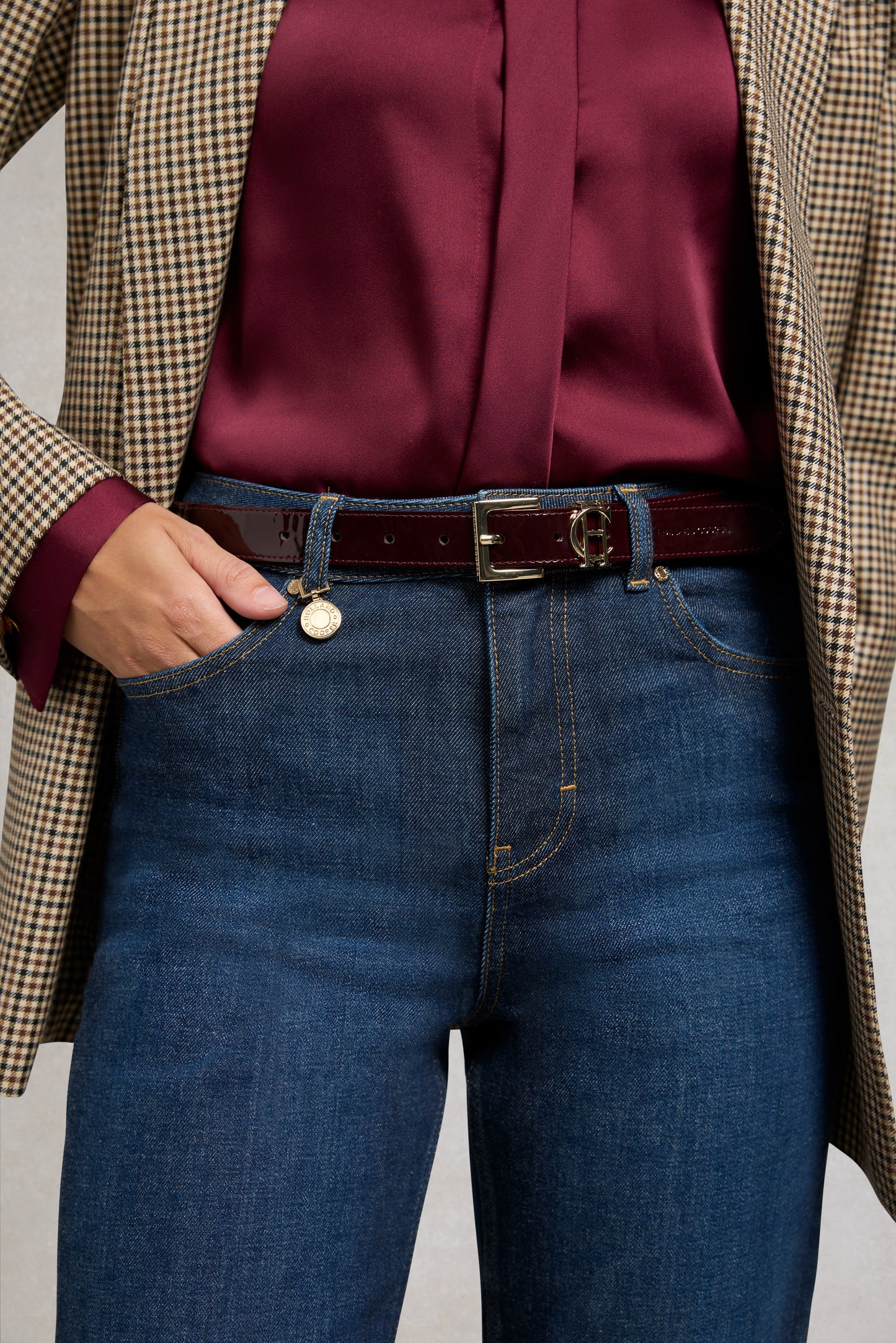 HC Slim Logo Belt (Oxblood Patent)