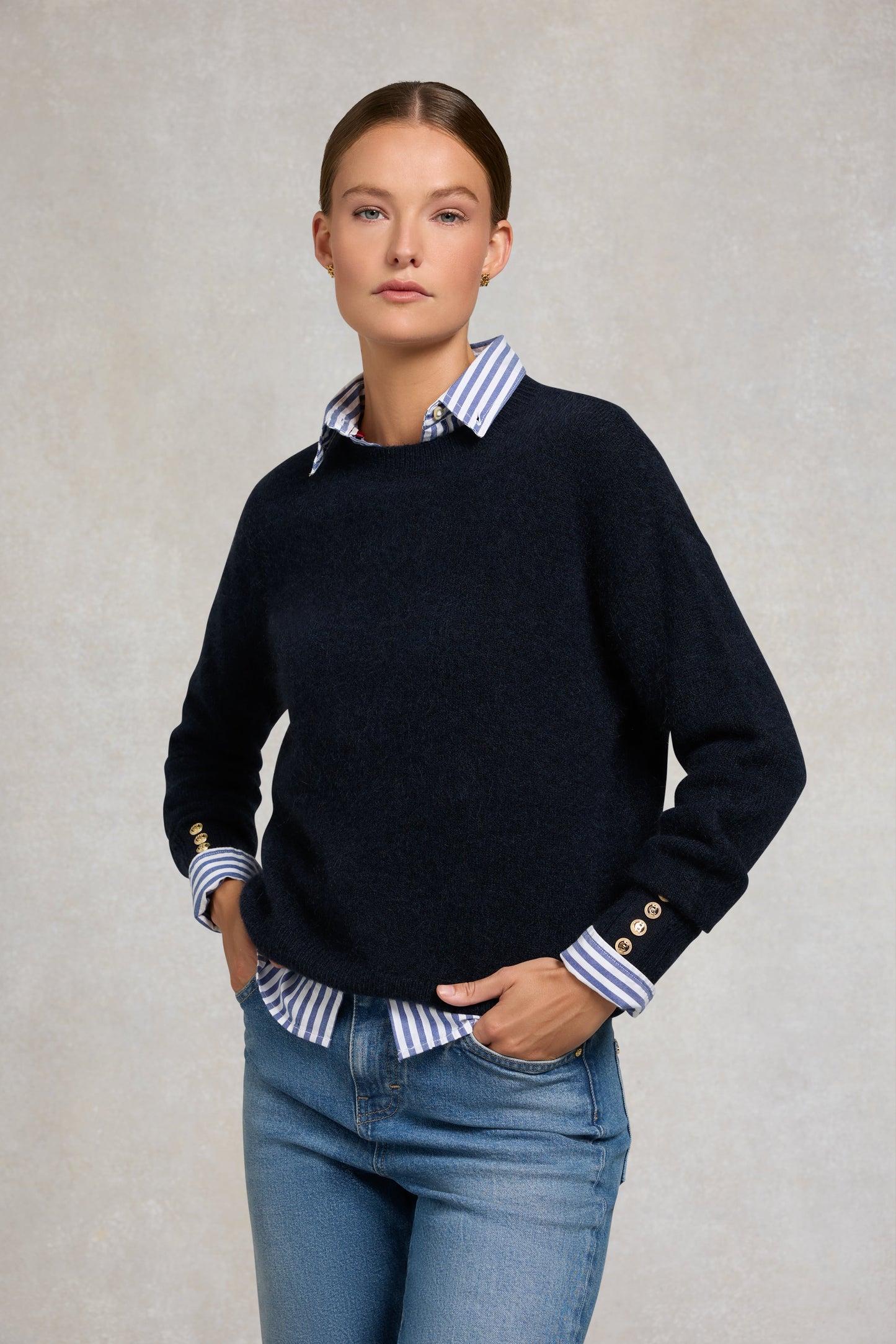 Tori Crew Neck Knit (Ink Navy)