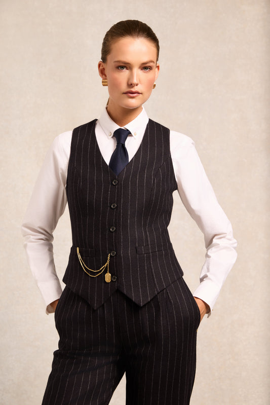Hampton Waistcoat (Navy Chalk Pinstripe)