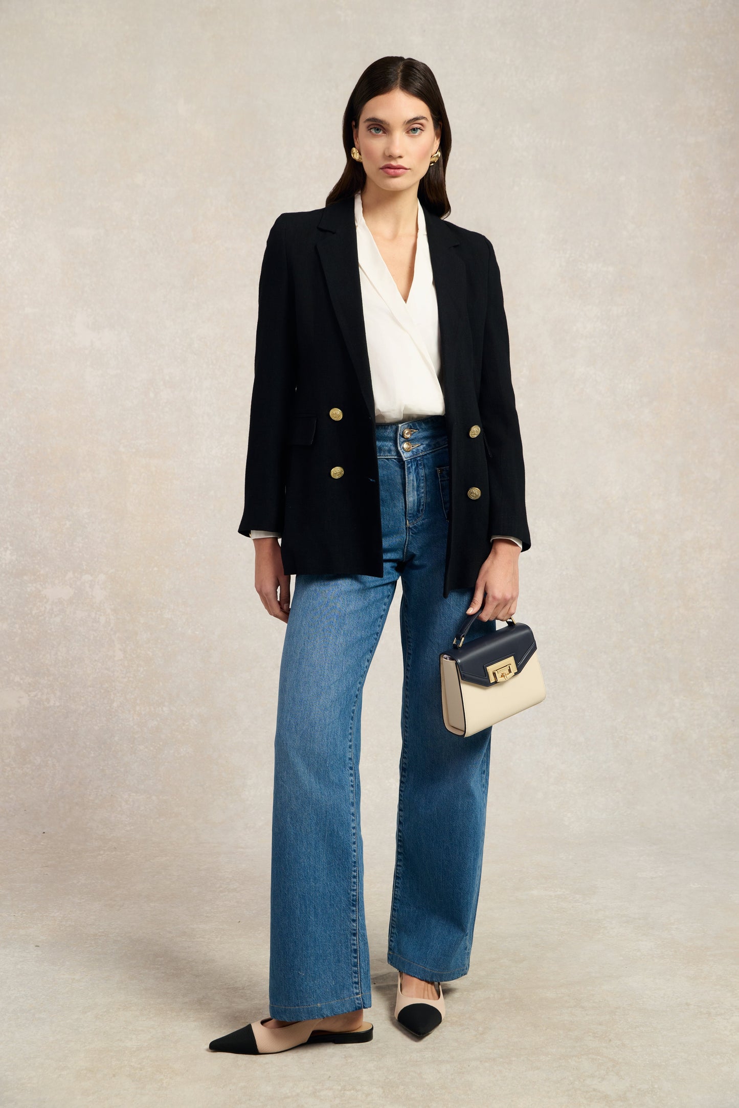 Double Breasted Blazer (Black Linen)