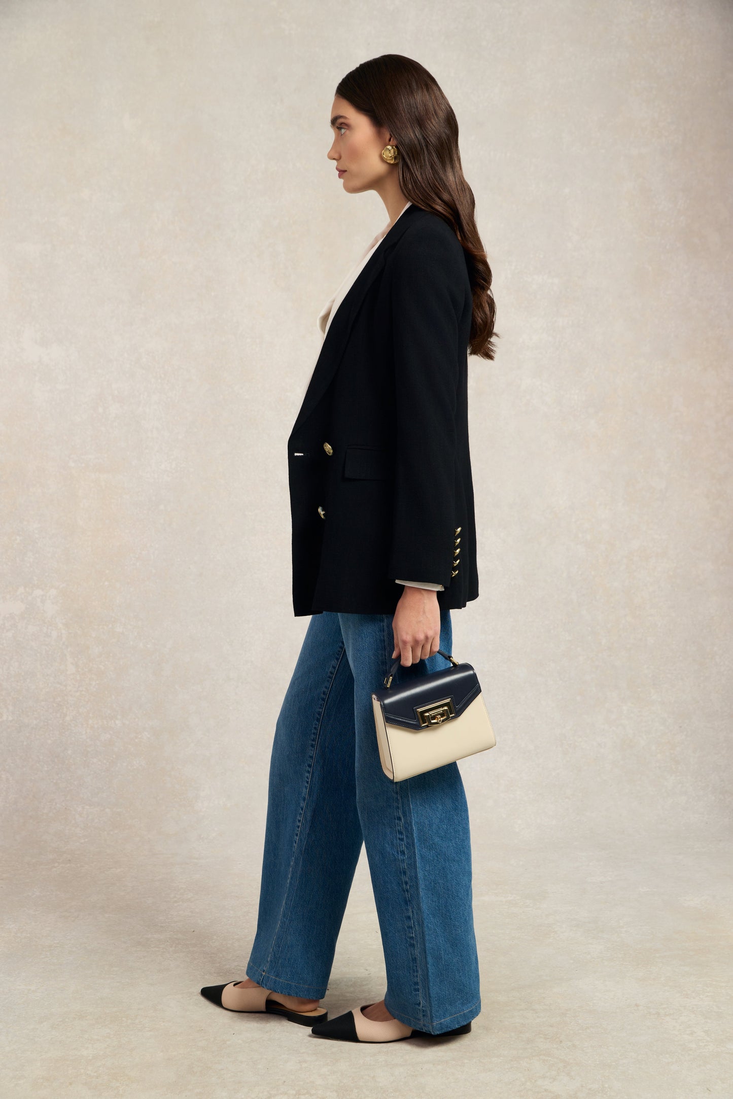 Double Breasted Blazer (Black Linen)