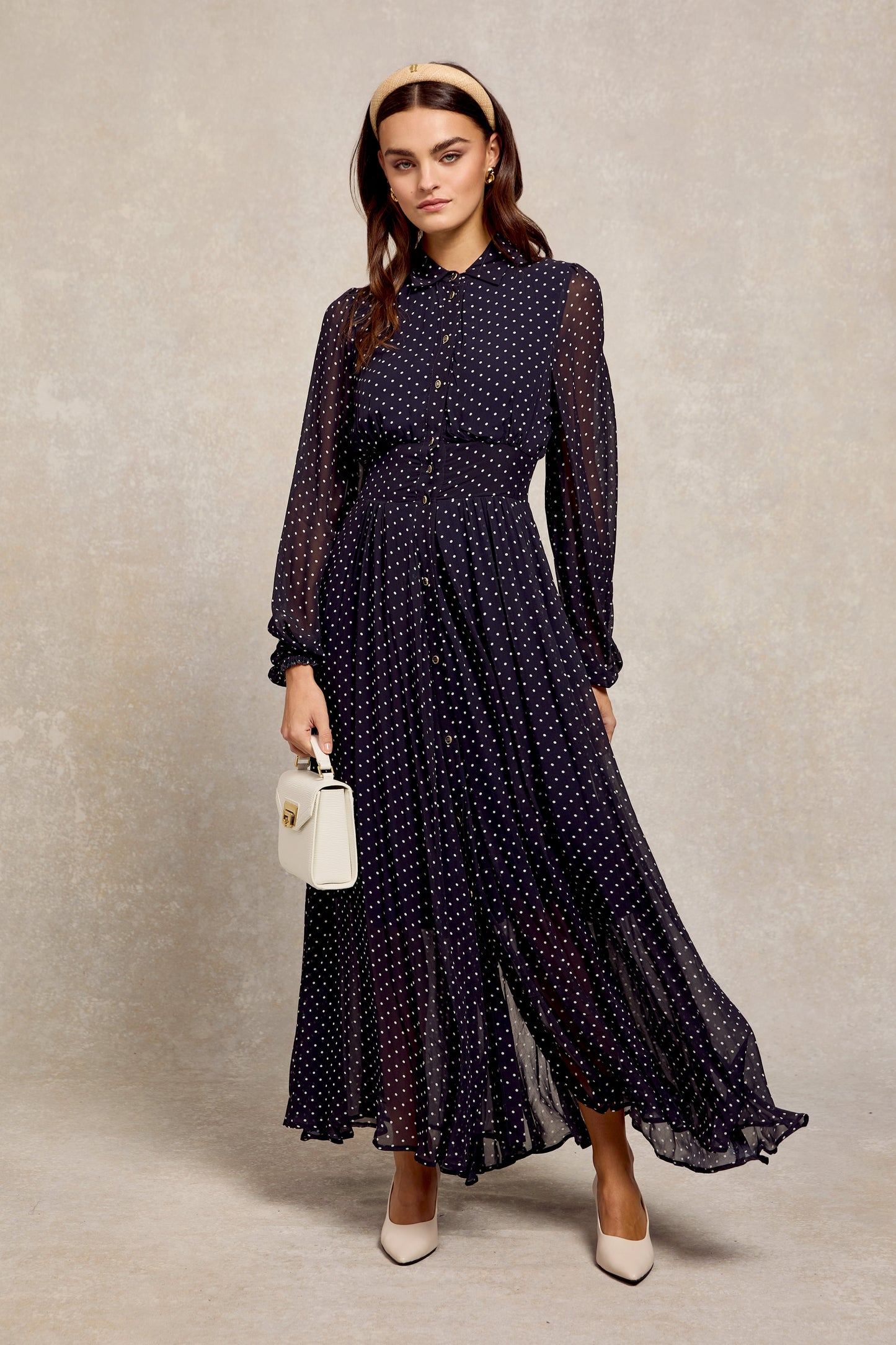 Paros Shirt Dress (Navy Polka Dot)
