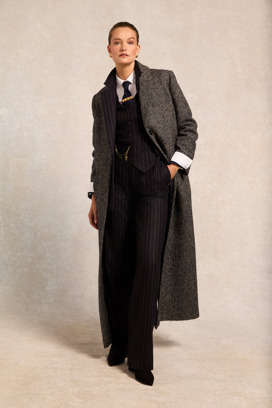 The Kelly Overcoat (Ebony Herringbone)