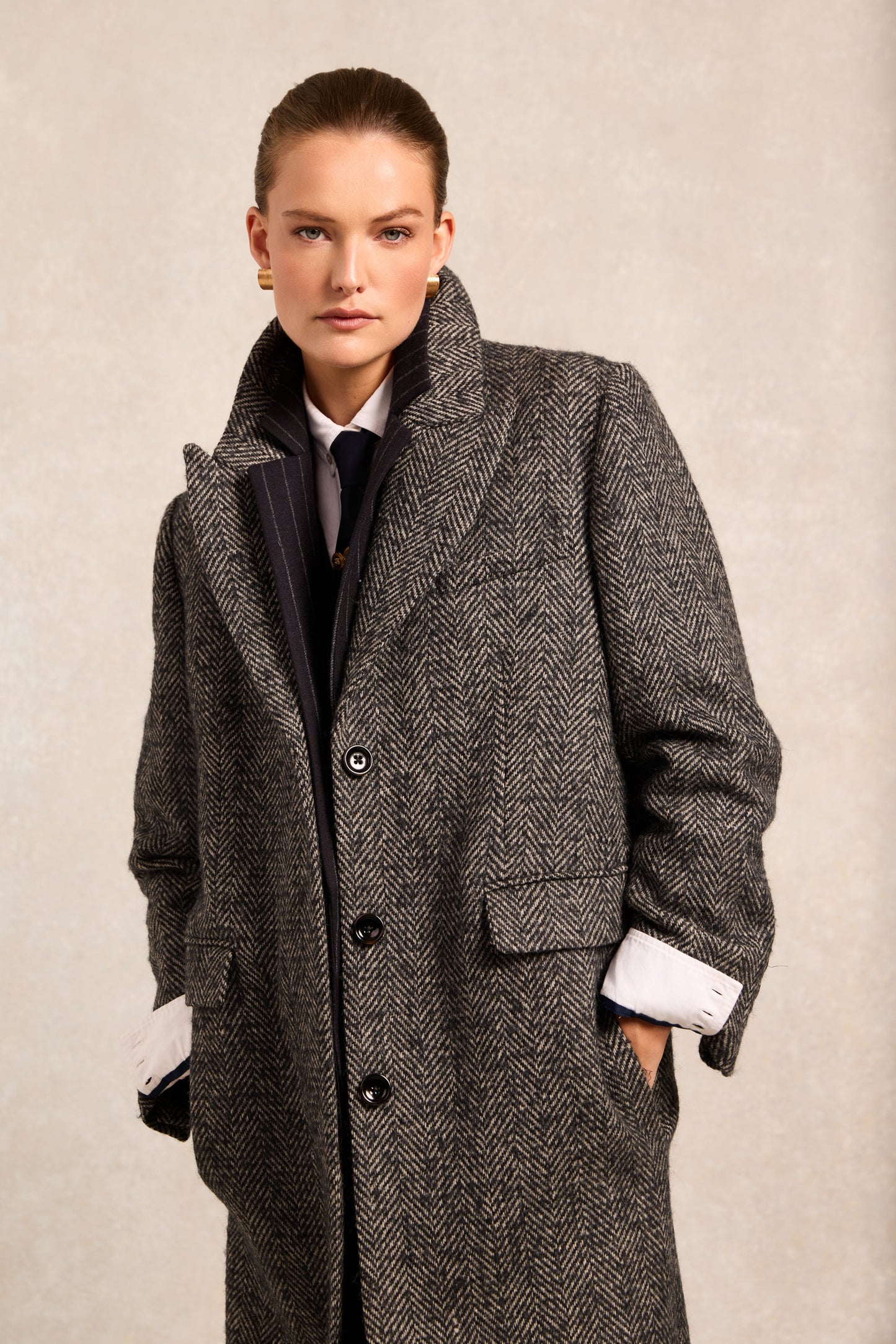 The Kelly Overcoat (Ebony Herringbone)