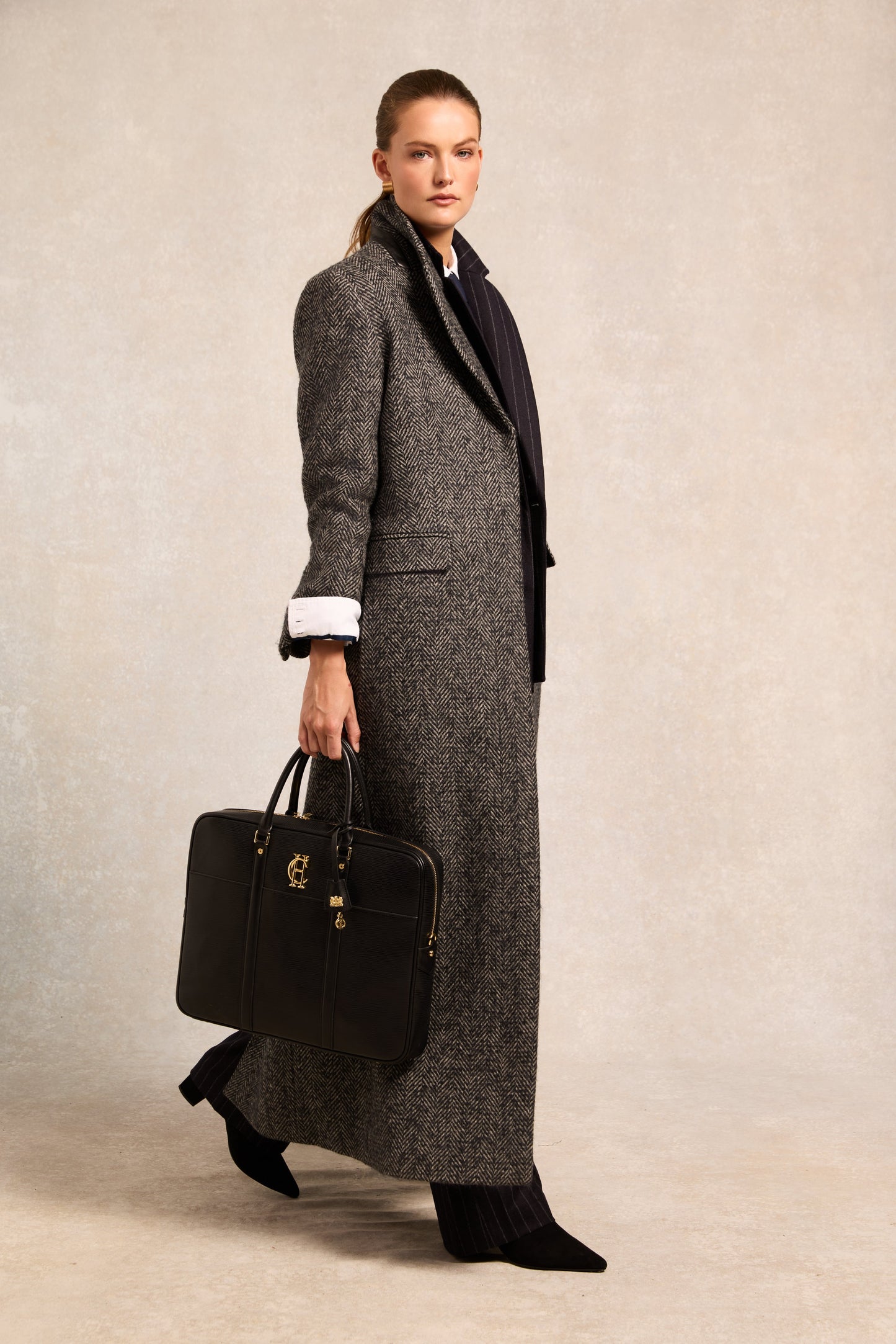 The Kelly Overcoat (Ebony Herringbone)