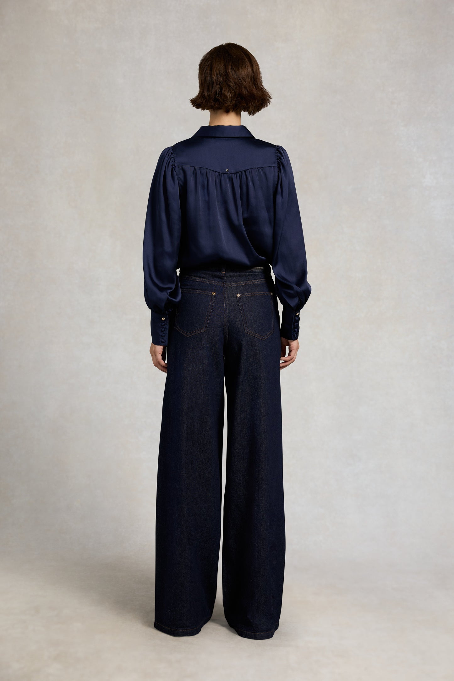 Iona Satin Shirt (Deep Navy)