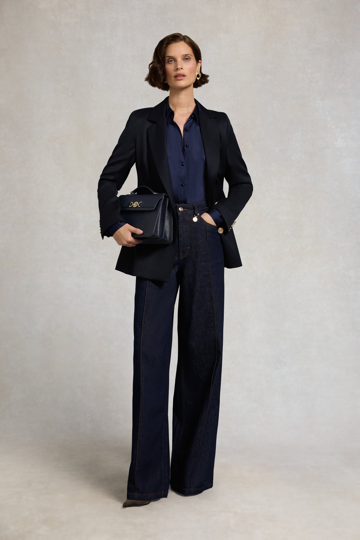 Iona Satin Shirt (Deep Navy)