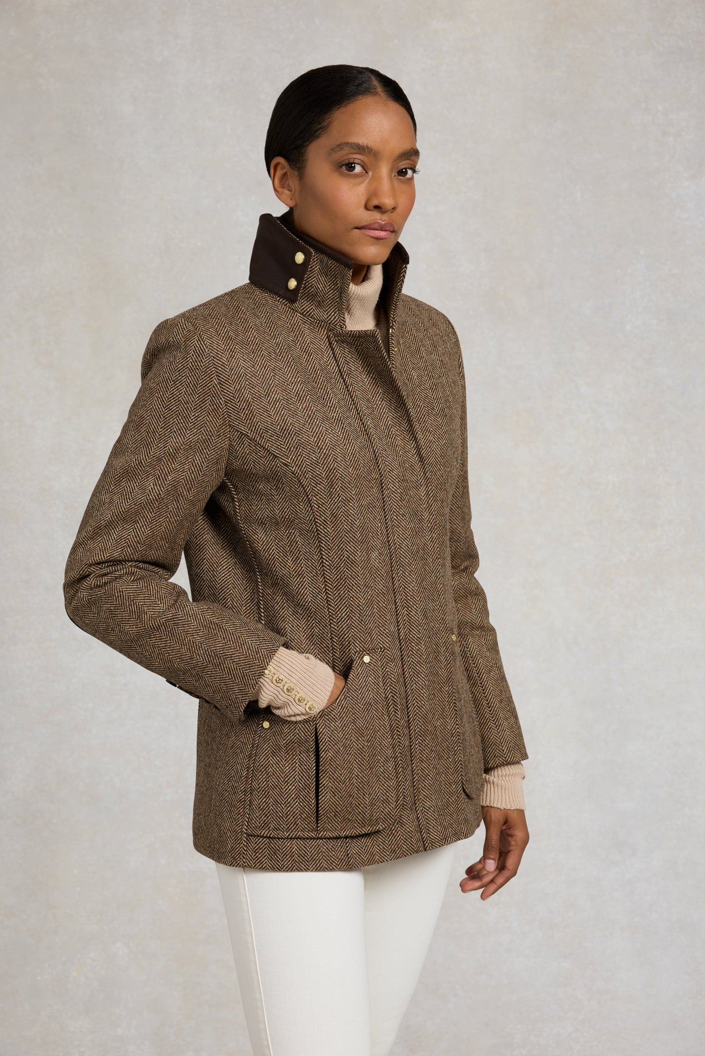 Country Classic Jacket (Large Scale Brown Herringbone)