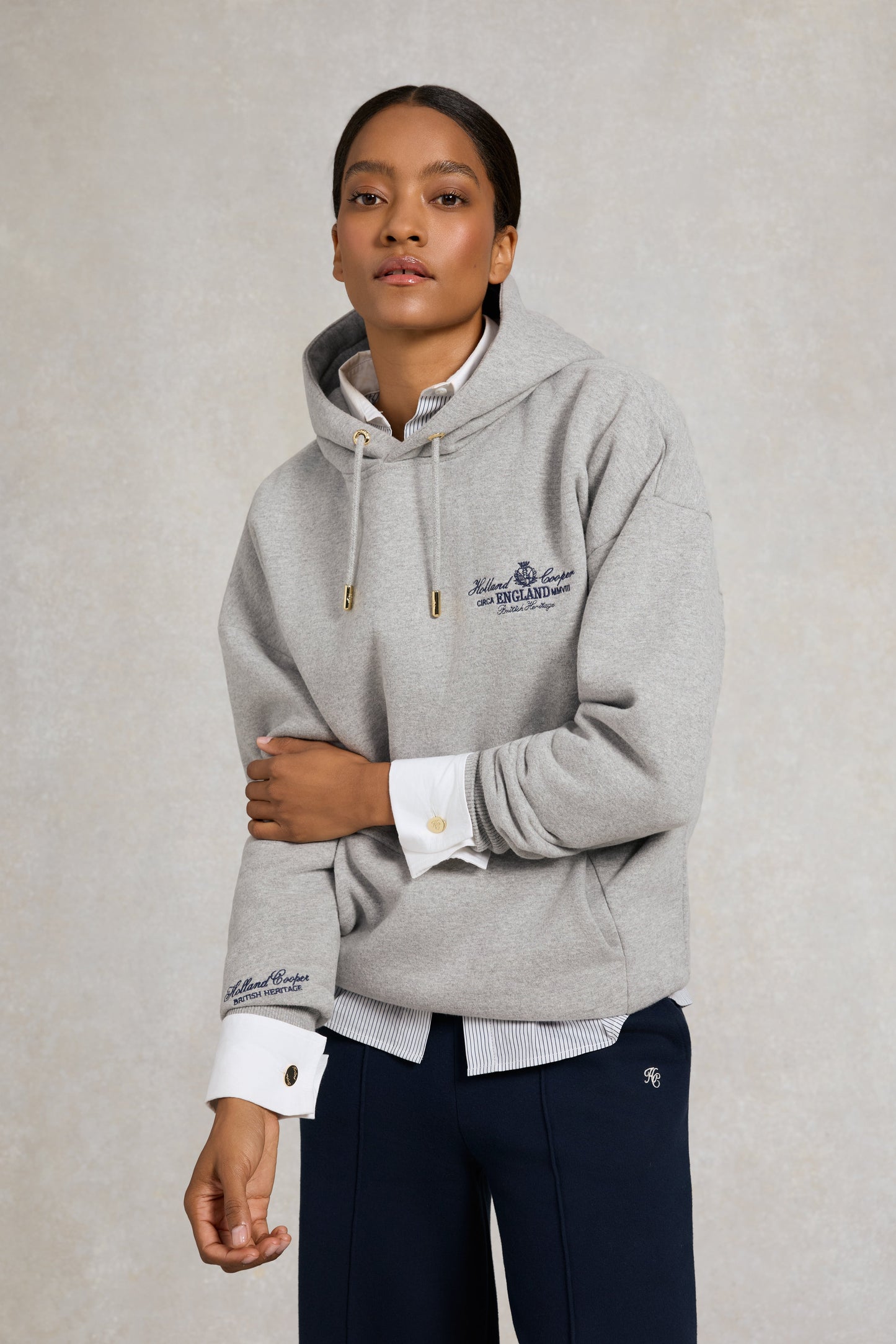Relaxed Fit Script Hoodie (Grey Marl)