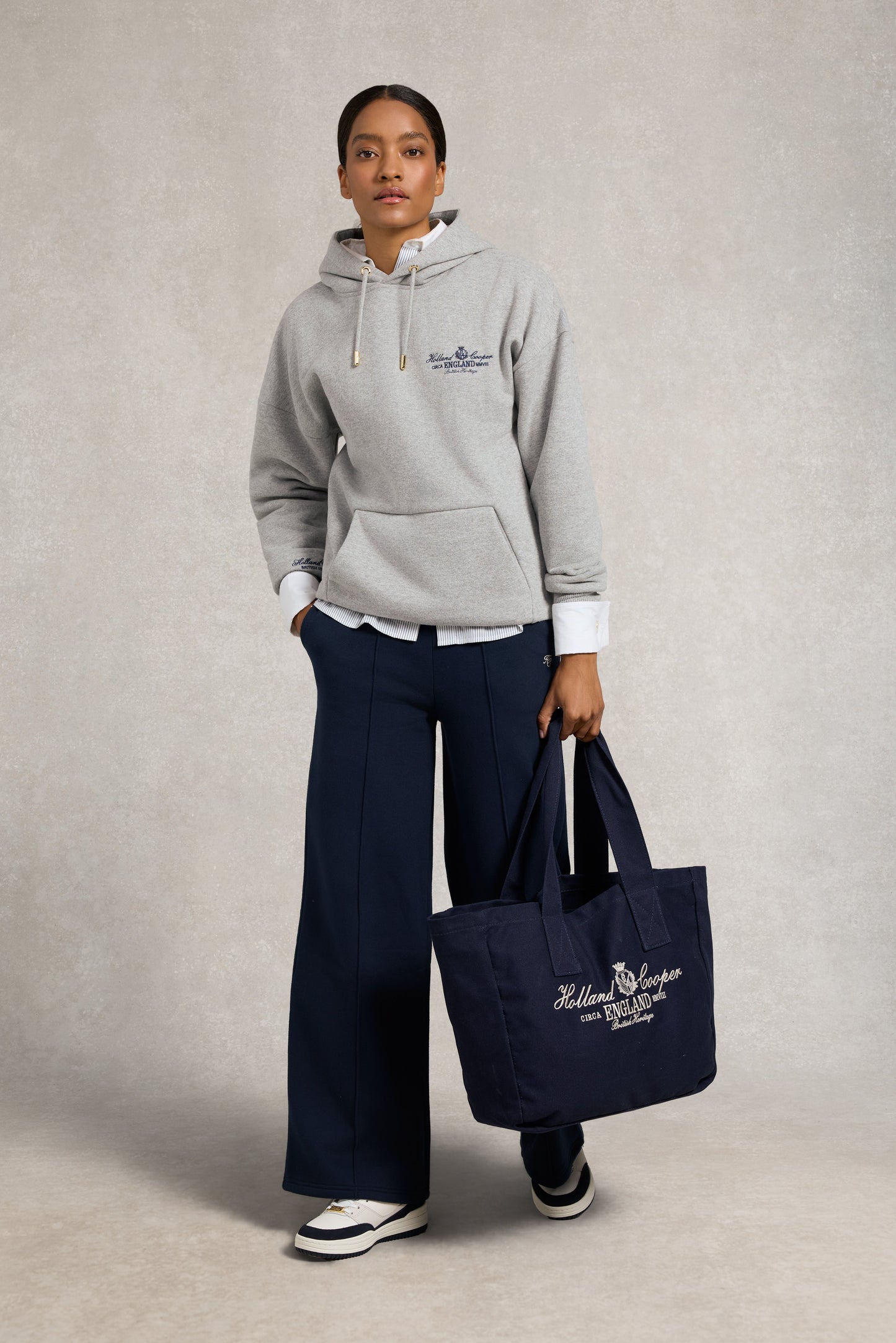 Relaxed Fit Script Hoodie (Grey Marl)