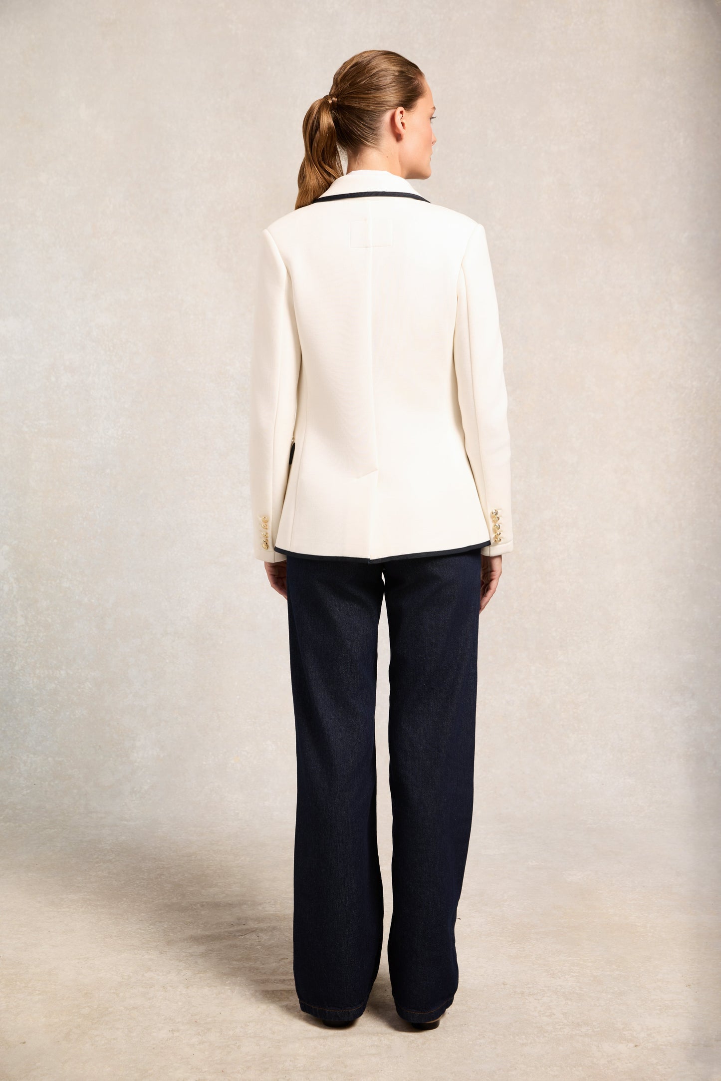 Henley Double Breasted Blazer (Cream)