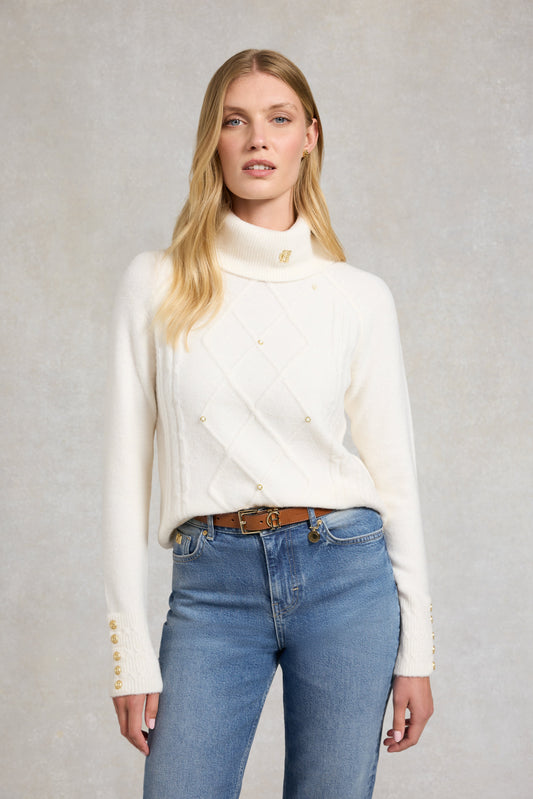Harlow Roll Neck Knit (Ecru)