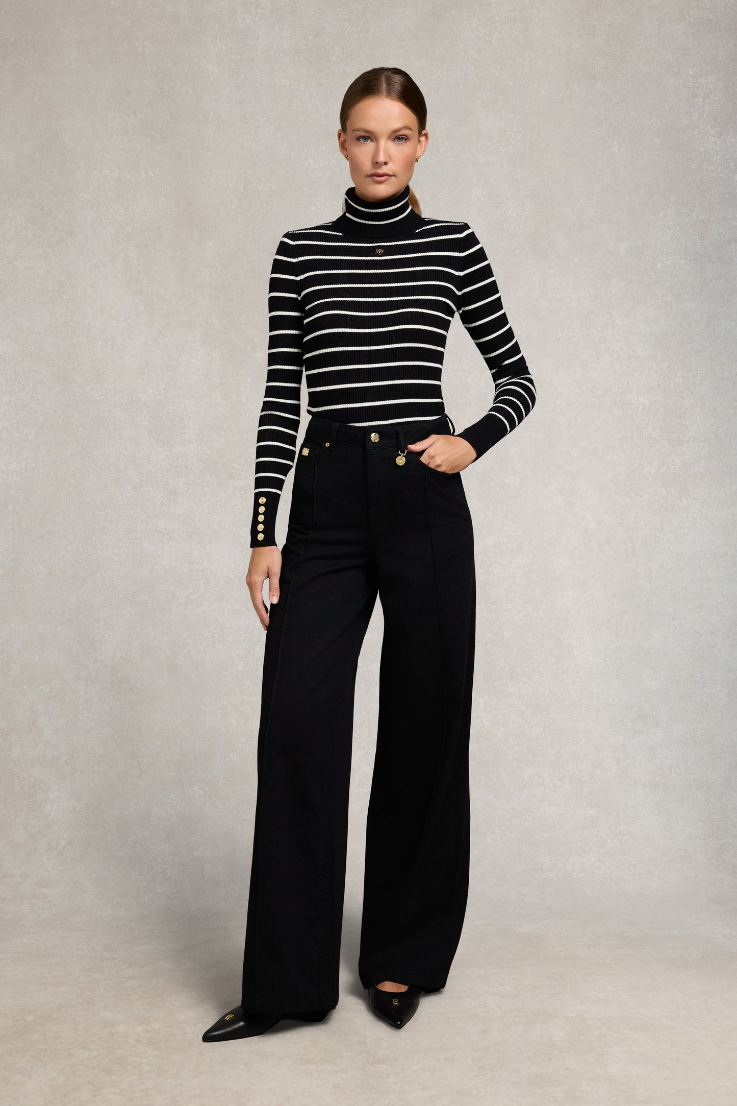 Ribbed Roll Neck Knit (Black)