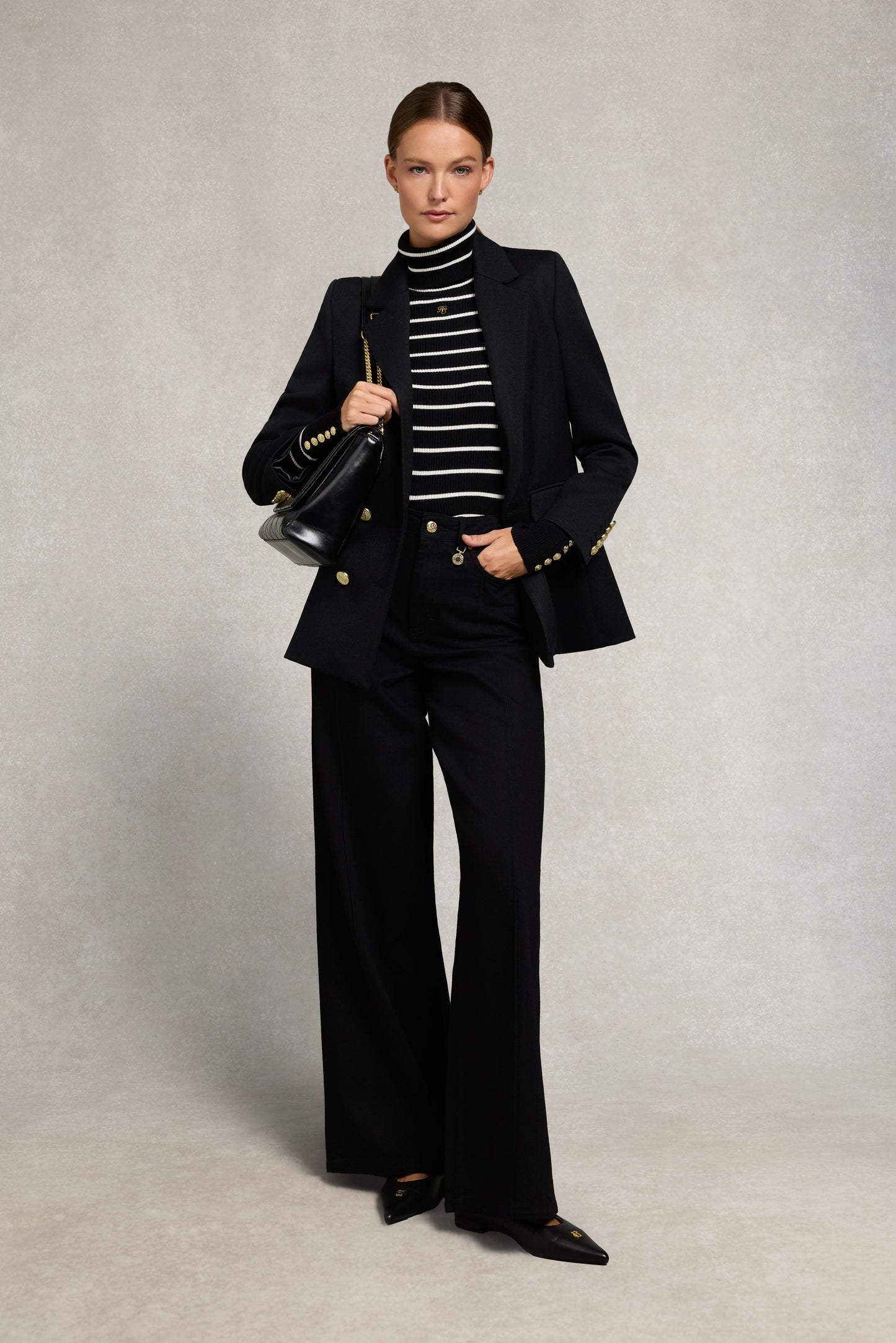 Ribbed Roll Neck Knit (Black)