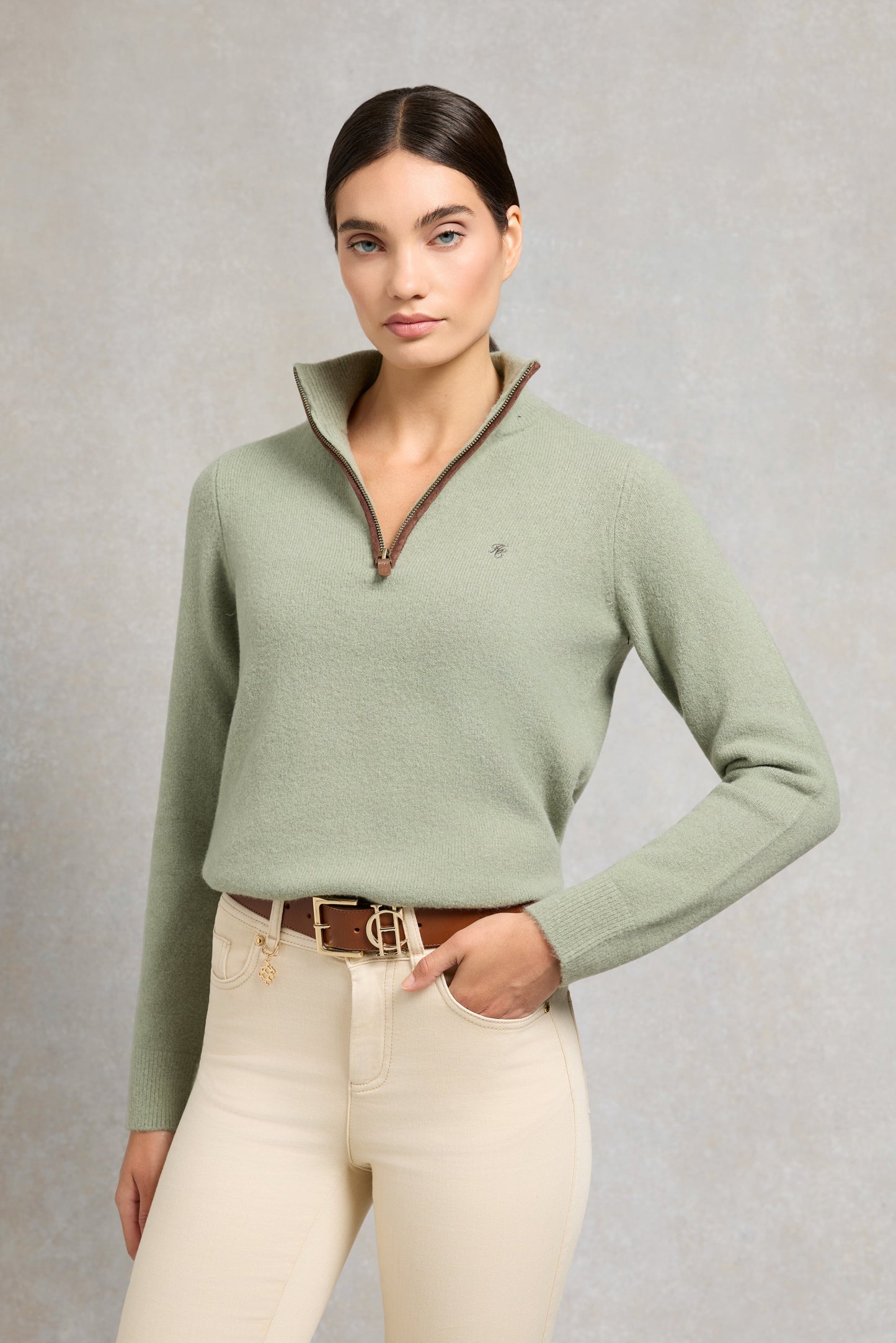 Country Quarter Zip Knit (Sage)