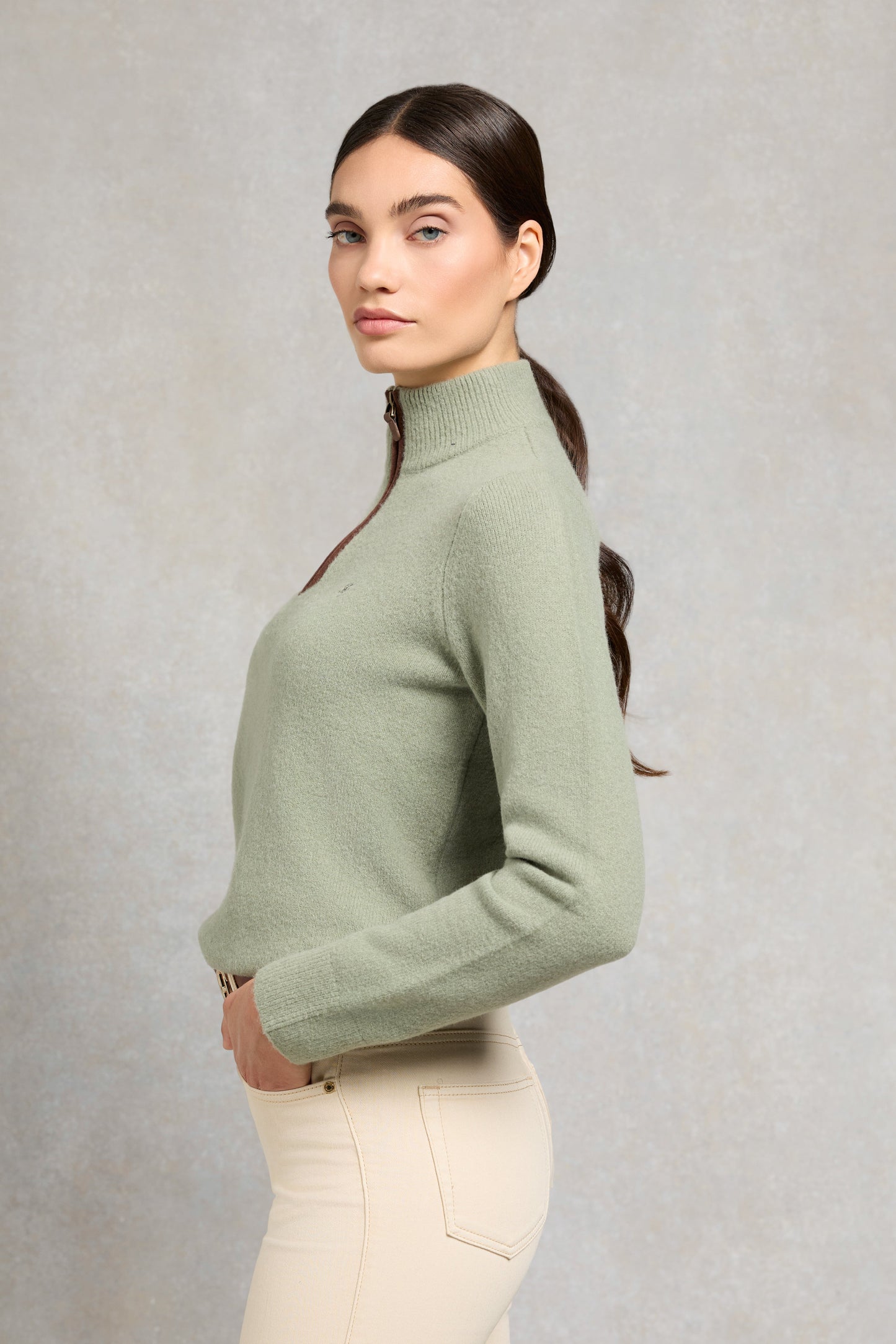 Country Quarter Zip Knit (Sage)
