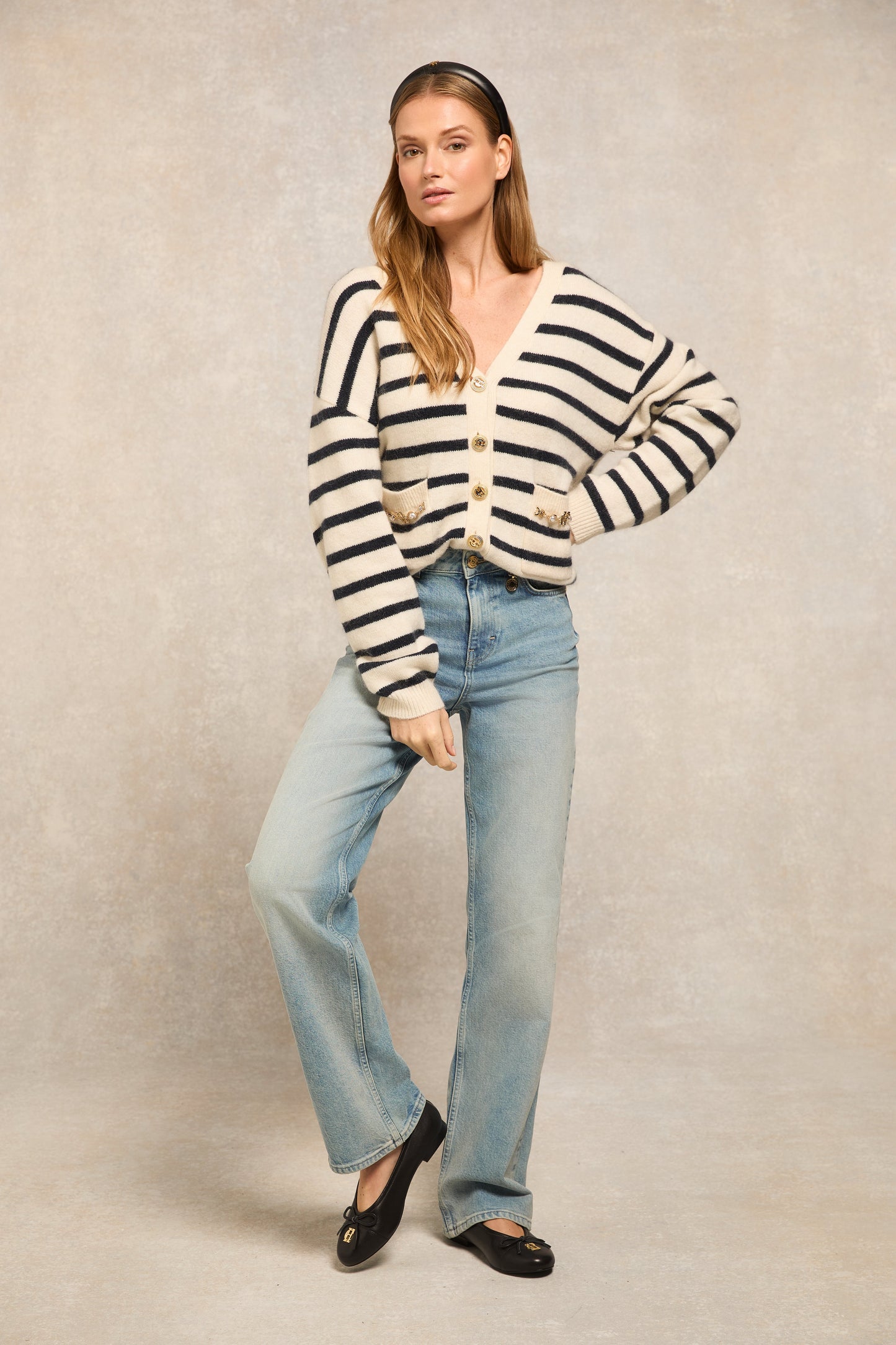 Mila Cardigan (Natural Stripe)