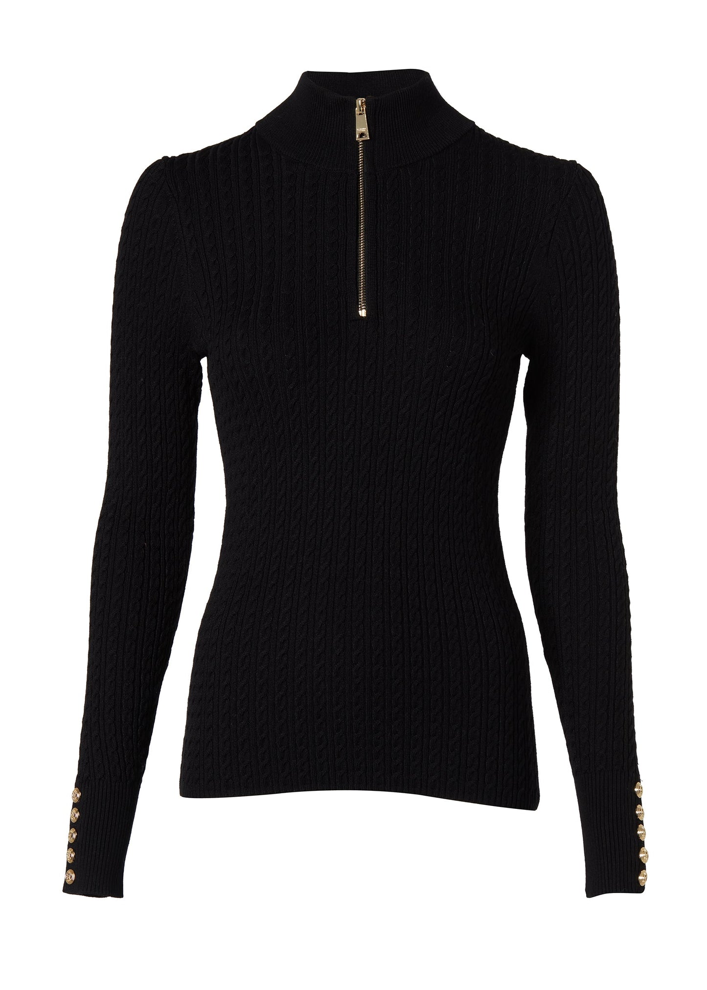 Ava Quarter Zip Knit (Black)