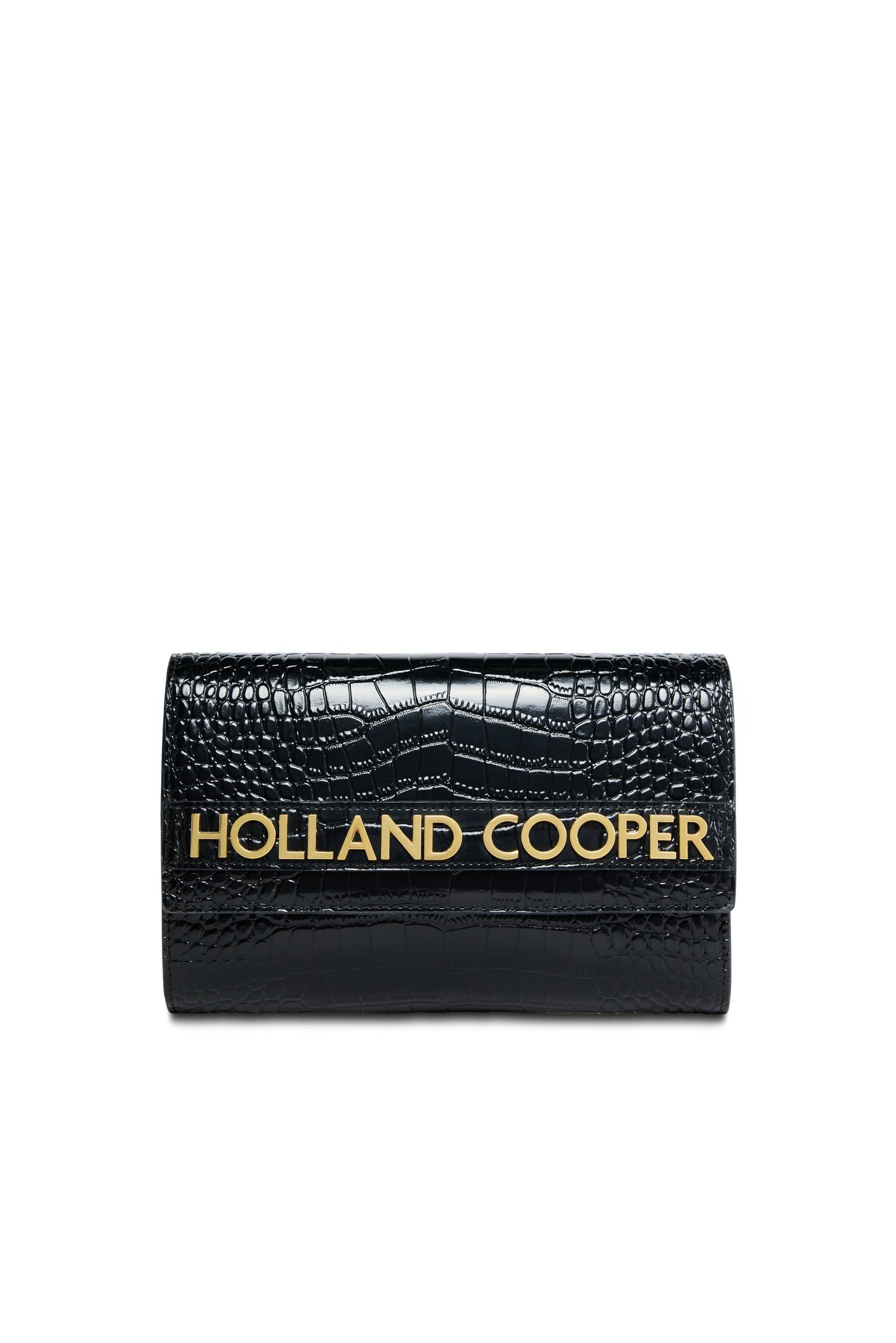 Abbot Clutch Bag (Black Croc)