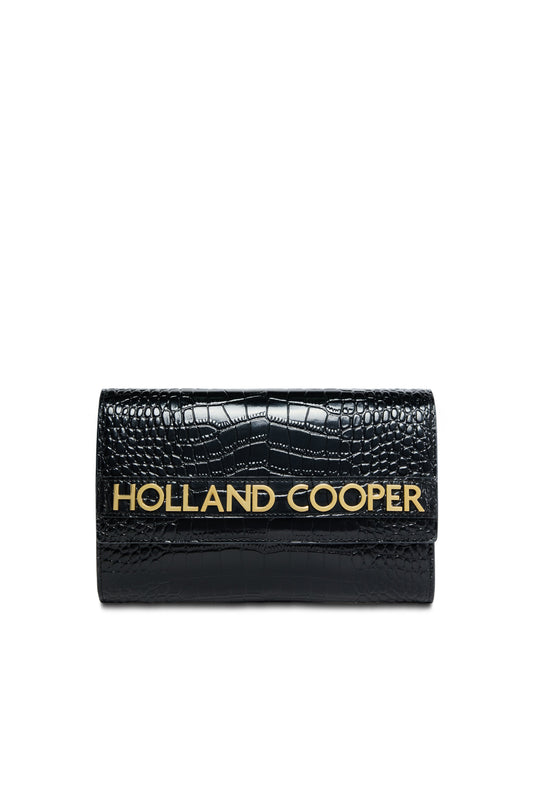 Abbot Clutch Bag (Black Croc)