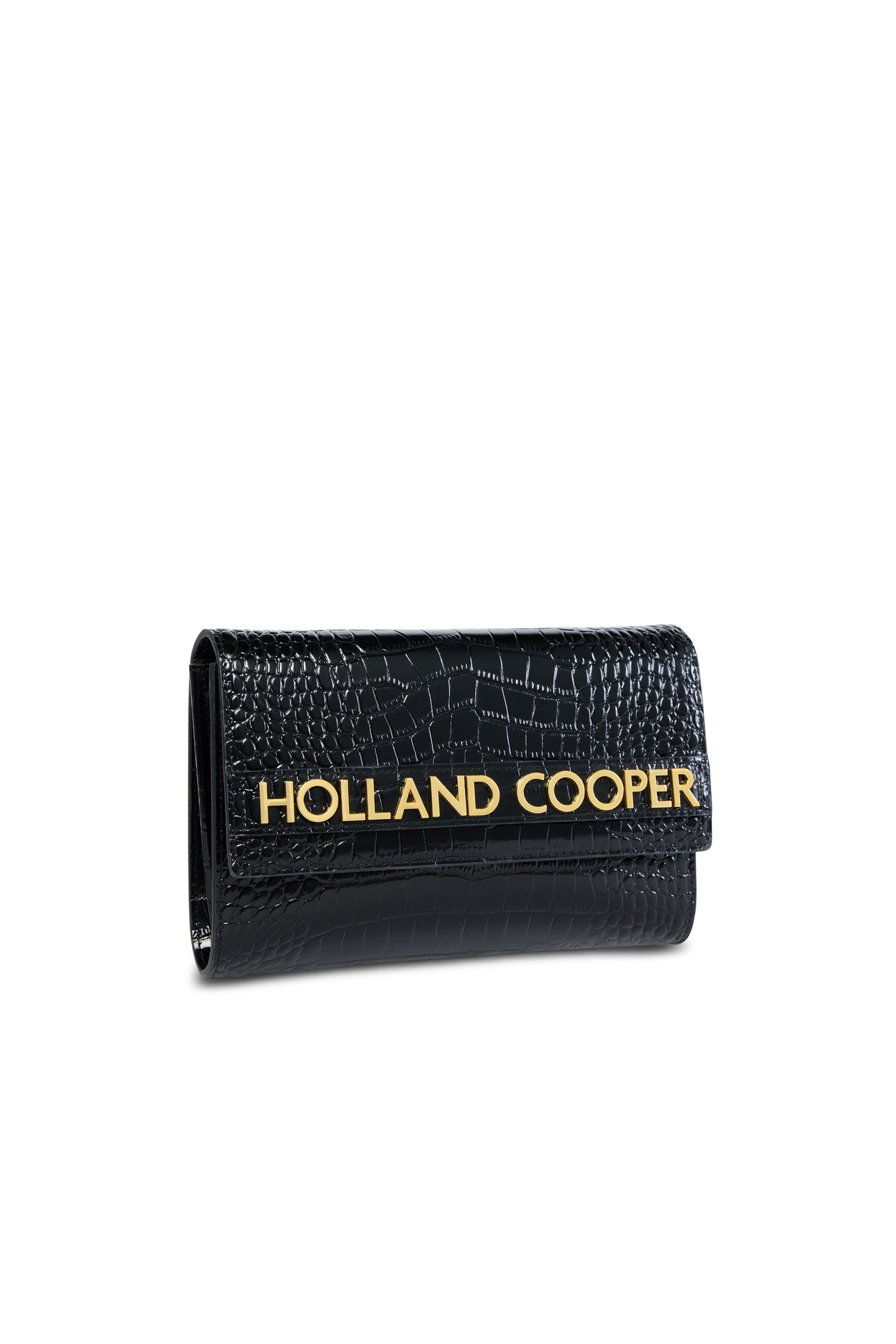 Abbot Clutch Bag (Black Croc)