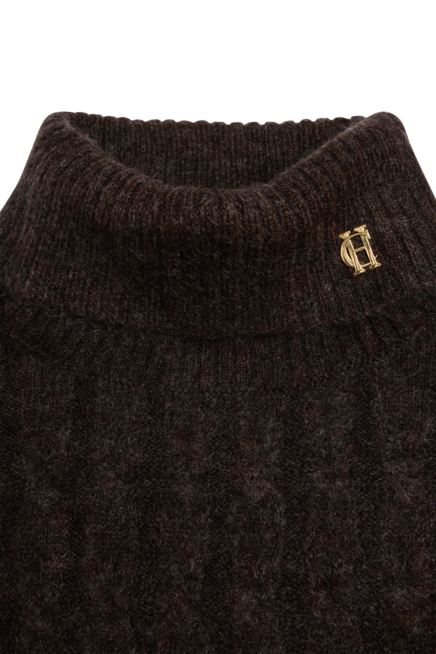 Antonia Cable Roll Neck Knit (Chocolate)